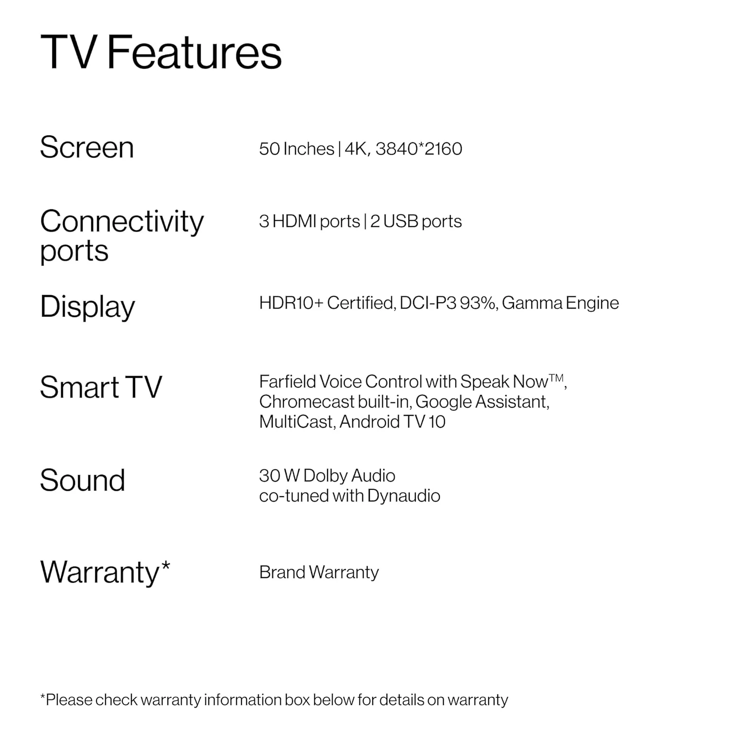OnePlus U1S 50 inch Ultra HD 4K LED Smart Android TV (BRAND NEW/SEALED) - Image 9
