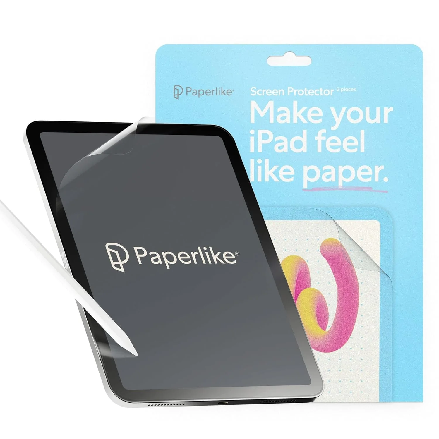 Paperlike 2.1 (2 Pcs) for iPad Pro 12.9 (6th / 5th / 4th / 3rd Gen) for an authentic paper-feel, Transparent Matte Pet Screen Protector For Notetaking And Drawing Like On Paper for Tablet