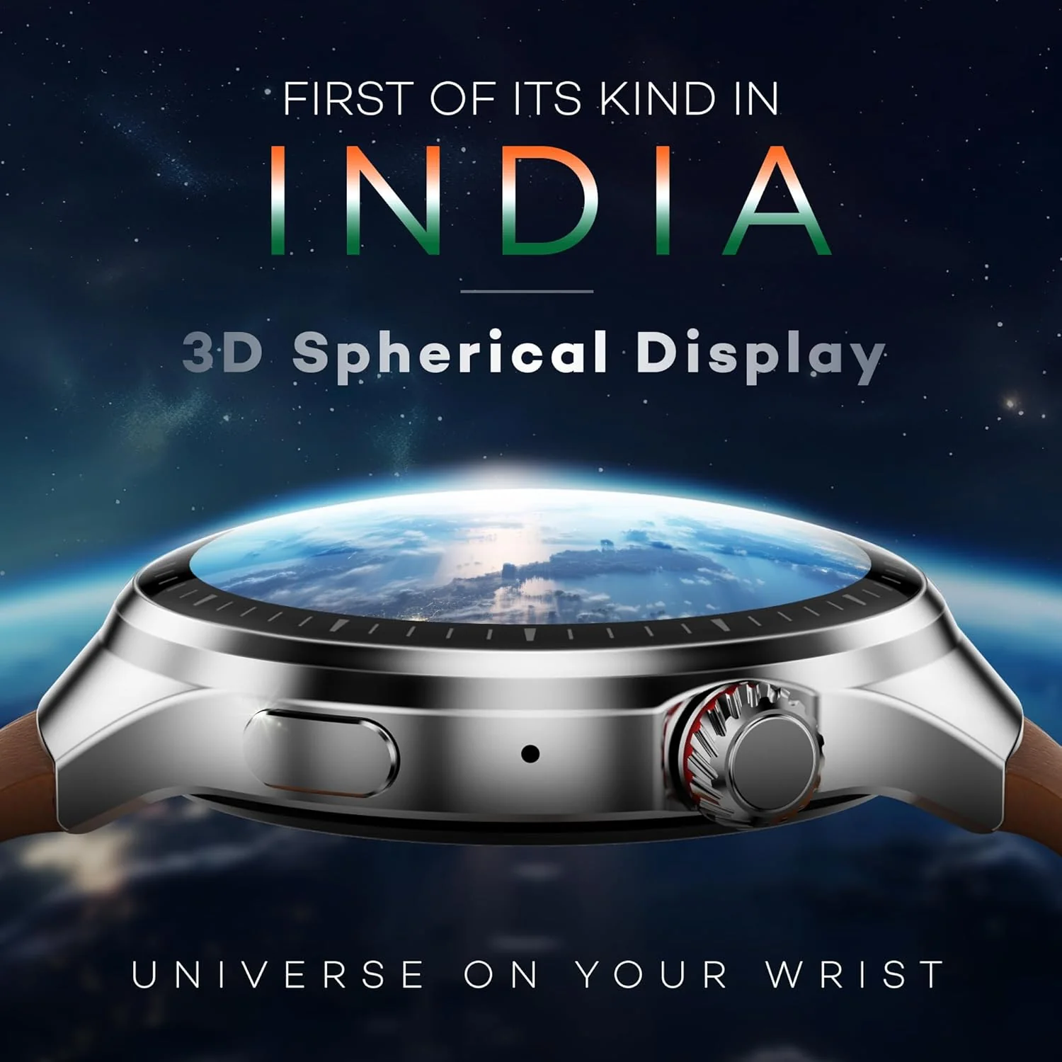 Pebble Dome Smartwatch 1.52" AMOLED Spherical Display | 3D Display | Metal Body | Leather Strap | Wireless Charging | India’s First Spherical Smartwatch - Image 2
