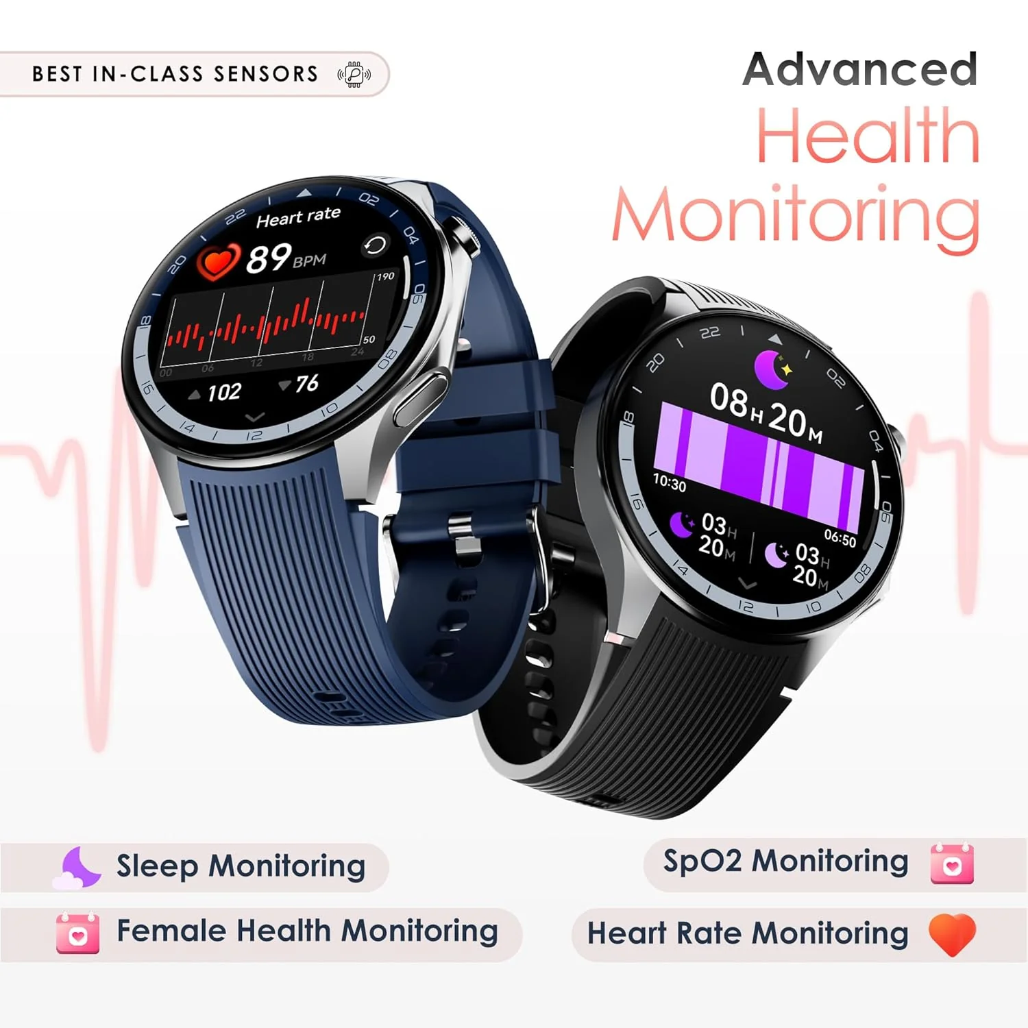 Pebble Gravity 1.43” AMOLED Smartwatch with Always-On Display | Bluetooth Calling, QR Payment, Compass | 700 Nits Brightness | Health & Fitness Tracking | Feather Touch UI, Premium Design - Black - Image 5