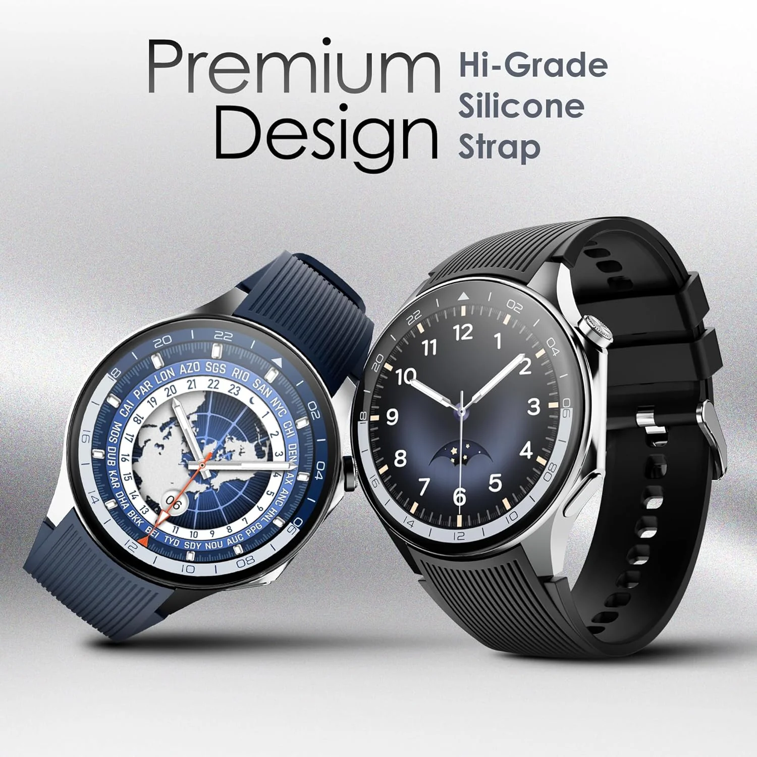 Pebble Gravity 1.43” AMOLED Smartwatch with Always-On Display | Bluetooth Calling, QR Payment, Compass | 700 Nits Brightness | Health & Fitness Tracking | Feather Touch UI, Premium Design - Black - Image 7