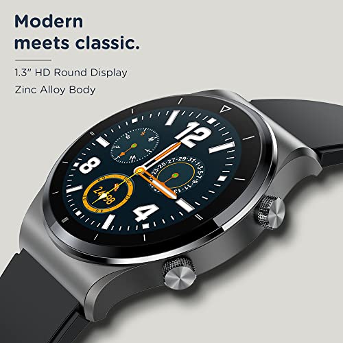 Pebble Revo Smartwatch, 1.3"(3.3cm) HD Touchscreen, Bluetooth Calling, Smart Watch with Rolling UI & Dual Button Technology, Spo2, Heart Rate & Temperature Monitoring (Black), (PFB13 Charcoal Black) - Image 3