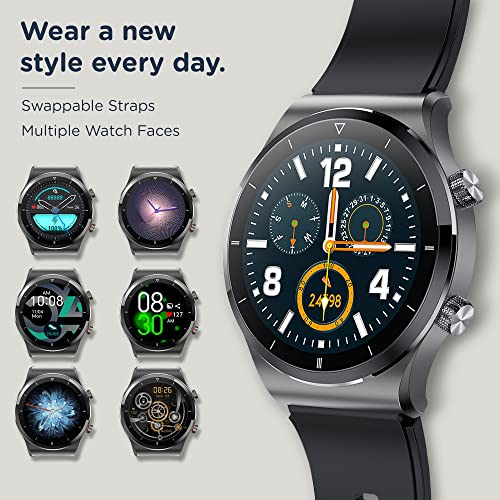 Pebble Revo Smartwatch, 1.3"(3.3cm) HD Touchscreen, Bluetooth Calling, Smart Watch with Rolling UI & Dual Button Technology, Spo2, Heart Rate & Temperature Monitoring (Black), (PFB13 Charcoal Black) - Image 6