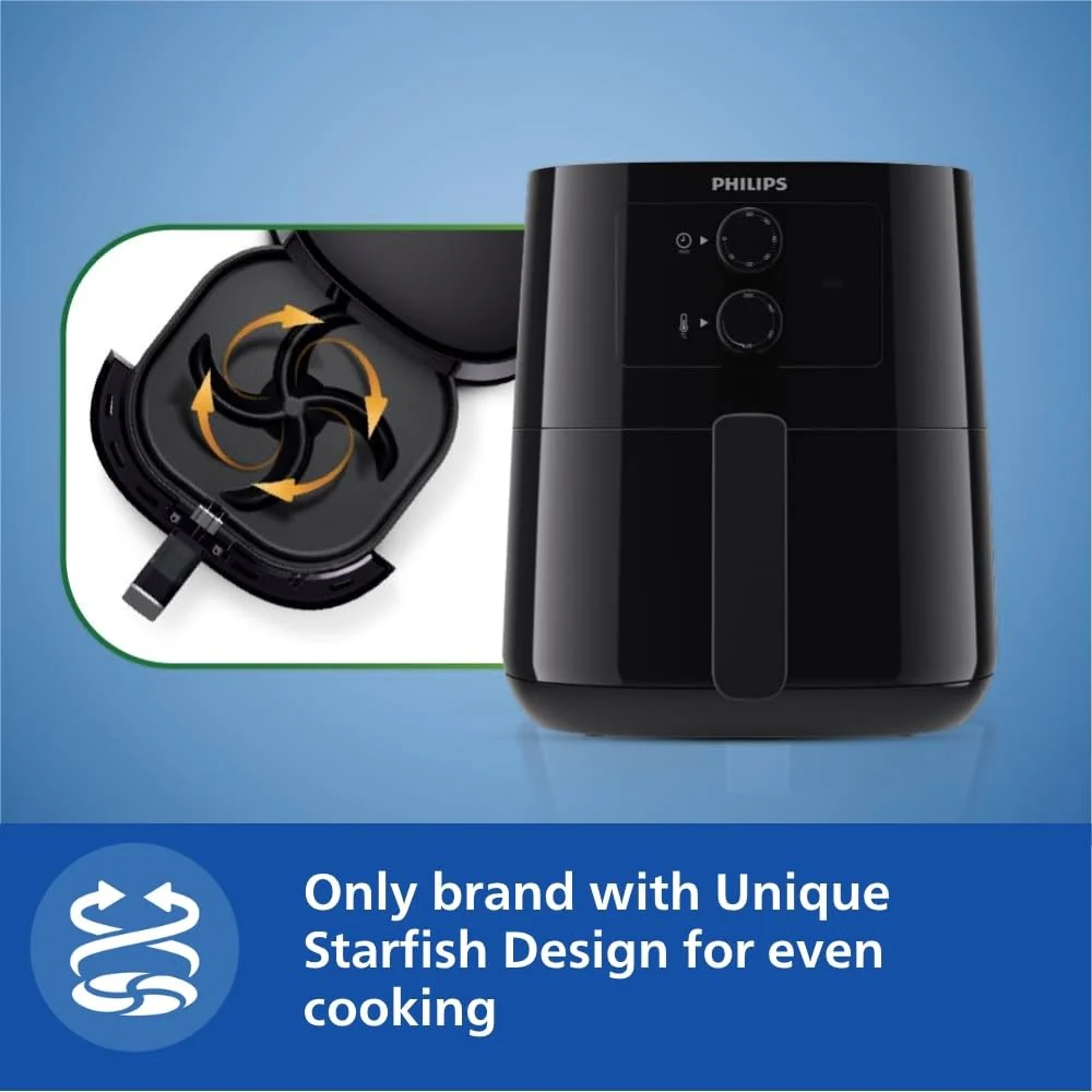 PHILIPS Air fryer for Home, 4.1 Liter, with RapidAir Technology (Black), with additional 1 Yr Warranty by Philips, uses up to 90% less fat (HD9200/90) - Image 2