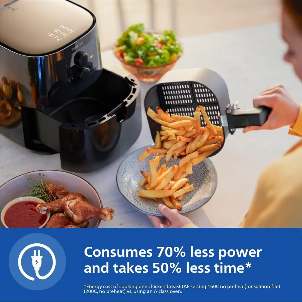 PHILIPS Air fryer for Home, 4.1 Liter, with RapidAir Technology (Black), with additional 1 Yr Warranty by Philips, uses up to 90% less fat (HD9200/90) - Image 4