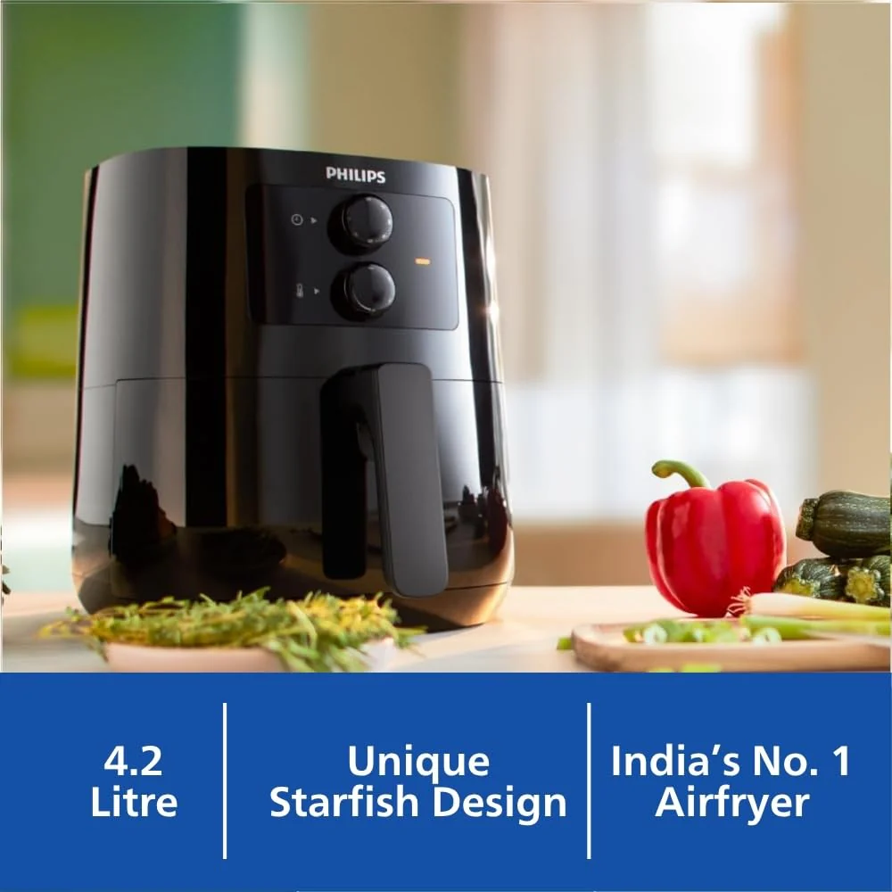 PHILIPS Air fryer for Home, 4.1 Liter, with RapidAir Technology (Black), with additional 1 Yr Warranty by Philips, uses up to 90% less fat (HD9200/90) - Image 5