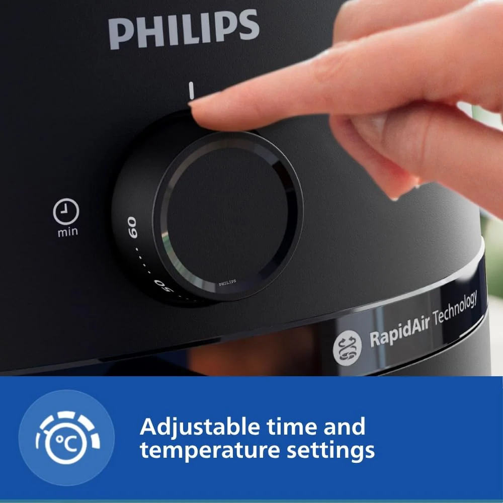 PHILIPS Air Fryer NA130/00, uses up to 90% less fat, 1700W, 6.2 Liter, with Rapid Air Technology (Black), Extra Large - Image 3