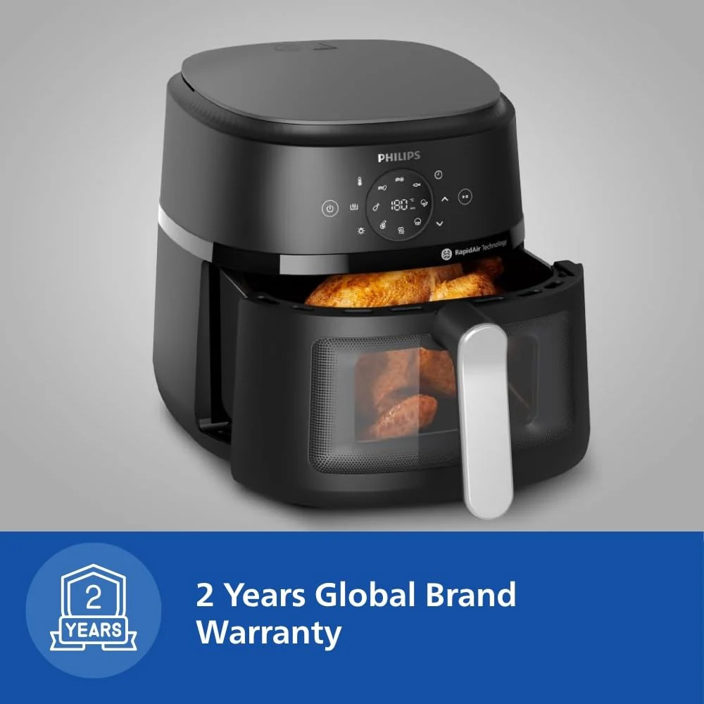 PHILIPS Air Fryer NA130/00, uses up to 90% less fat, 1700W, 6.2 Liter, with Rapid Air Technology (Black), Extra Large - Image 4