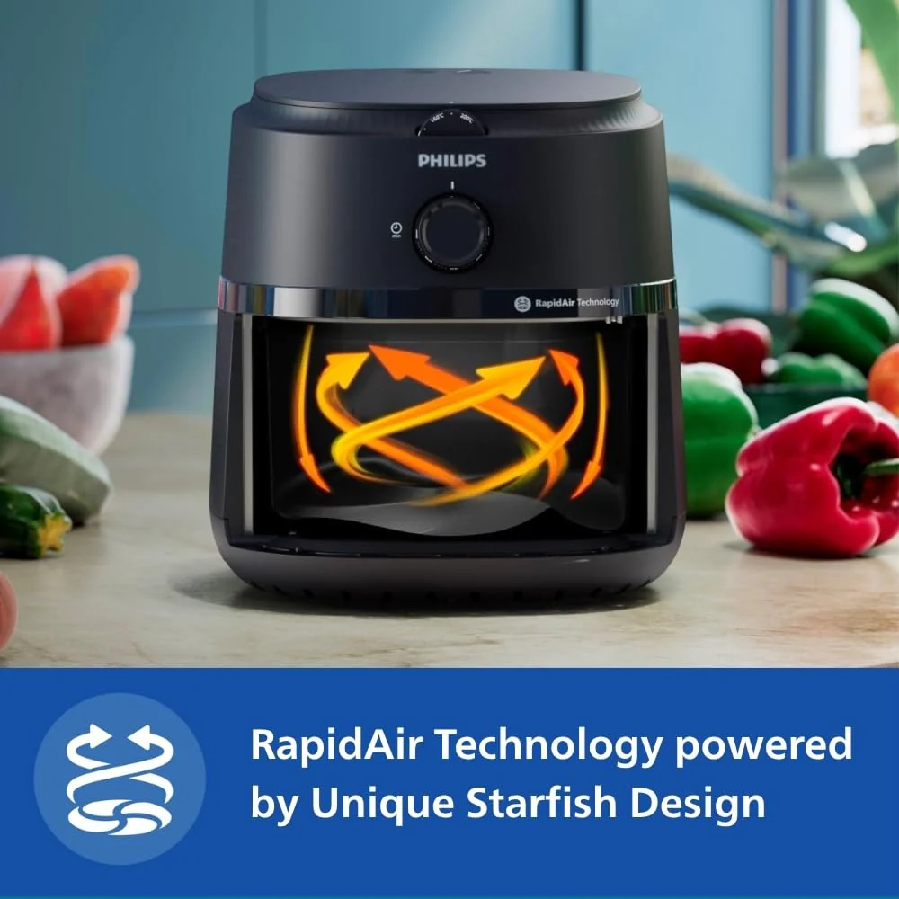 PHILIPS Air Fryer NA130/00, uses up to 90% less fat, 1700W, 6.2 Liter, with Rapid Air Technology (Black), Extra Large - Image 6