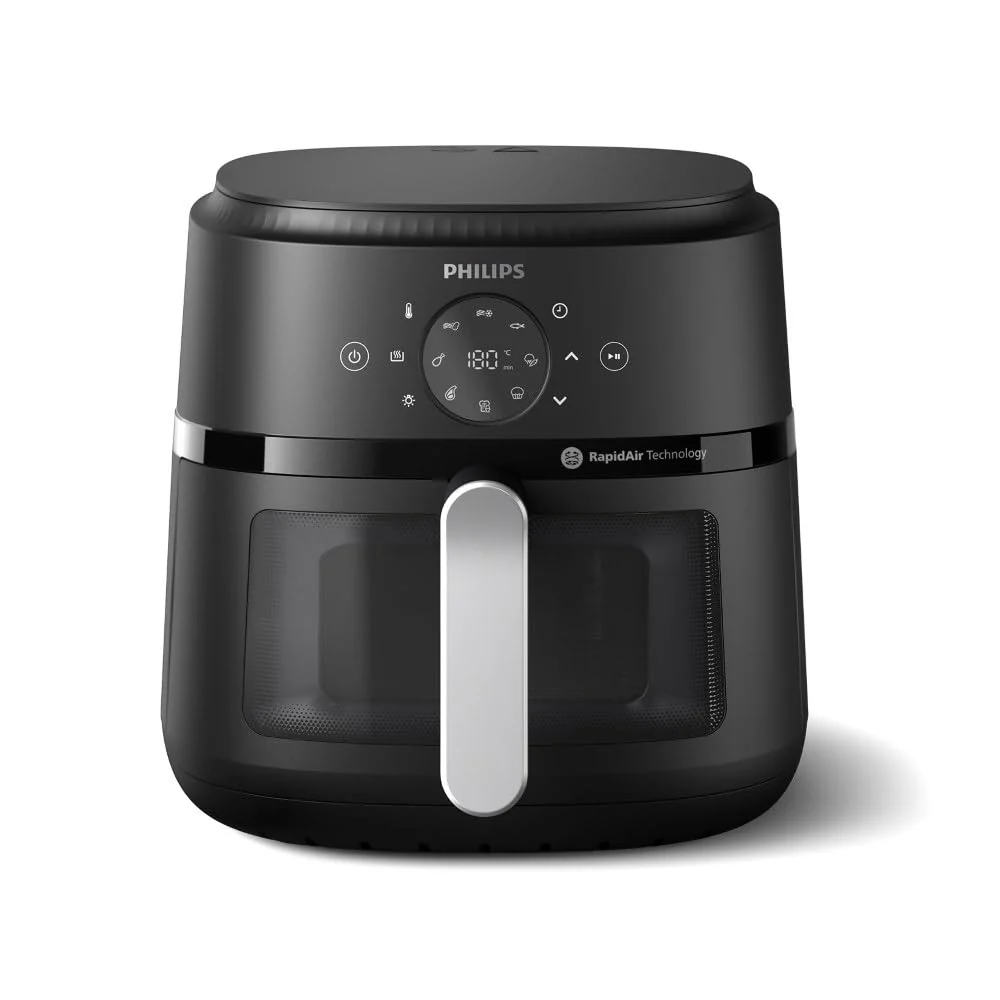 PHILIPS Air Fryer NA231/00 with touch panel, uses up to 90% less fat, 1700W, 6.2 Liter, with Rapid Air Technology (Black),Cooking window, Extra Large - Image 3