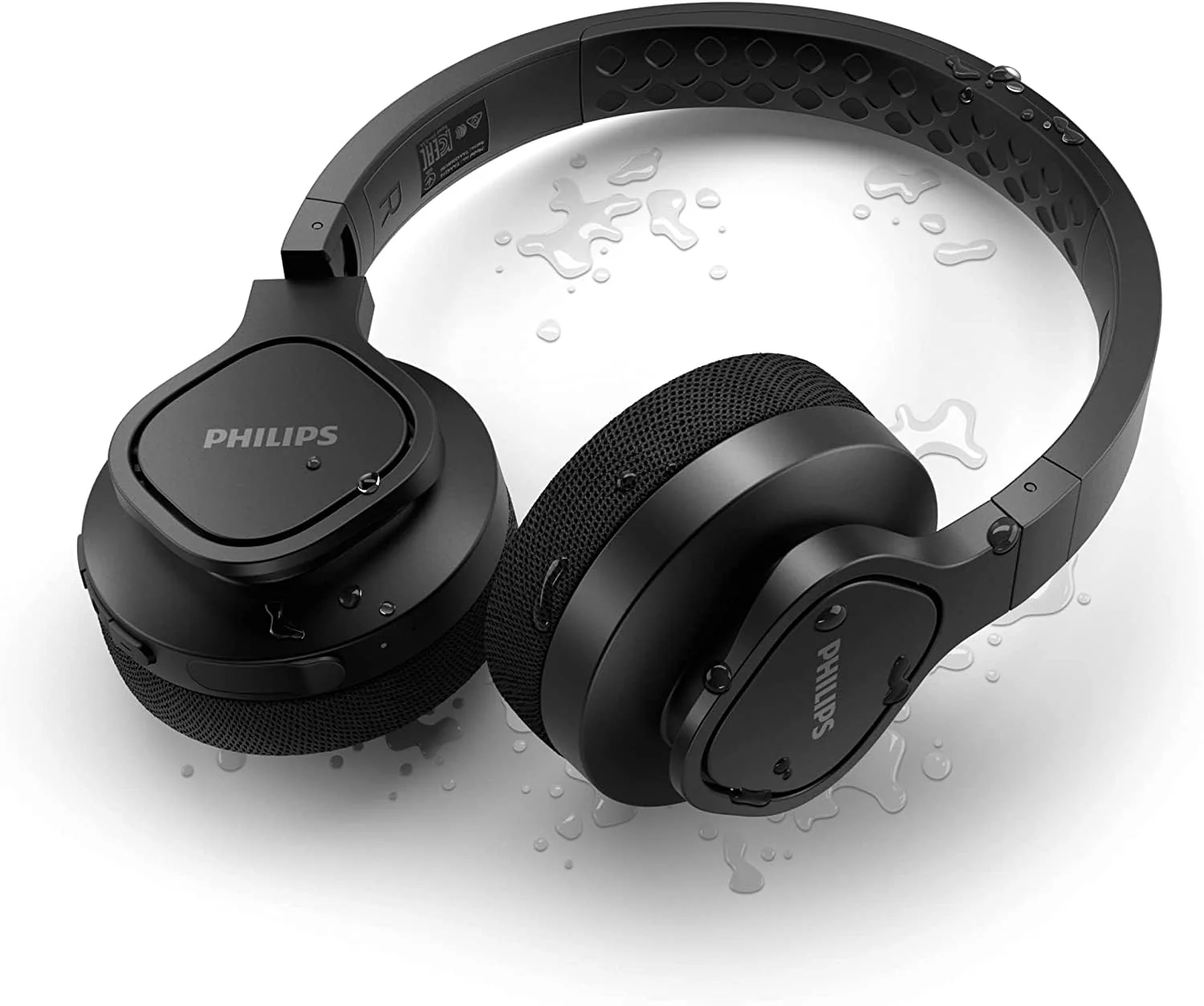 Philips Audio TAA4216 On-Ear Sports Bluetooth Headphones with IP55 Dust/Water Protection, 35 Hours Play Time, Cooling & Washable Ear Cups, Quick Charge, 40 mm Drivers and Built-in Mic (Black) - Image 6