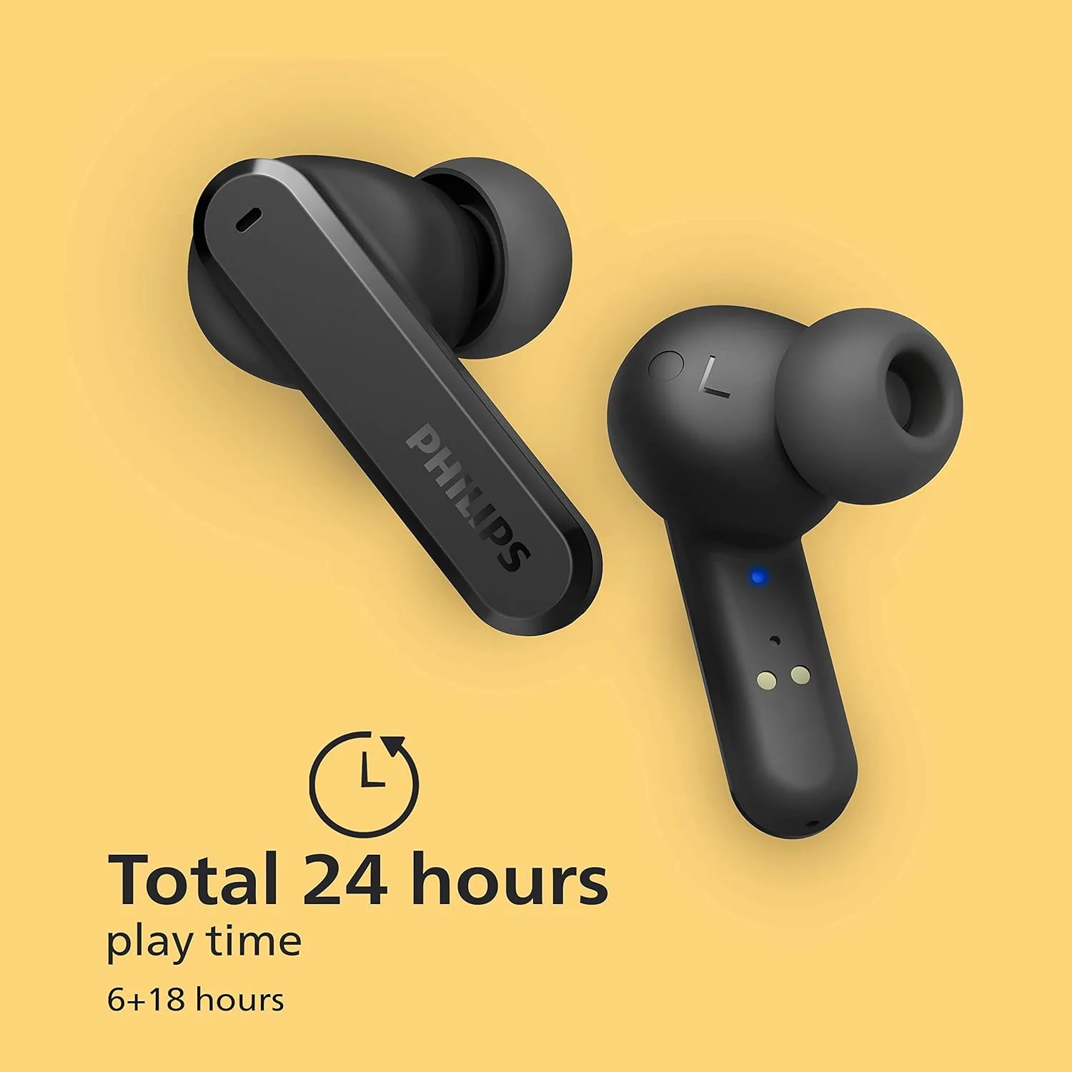 PHILIPS Audio TWS Tat4506 Bluetooth Truly Wireless in Ear Earbuds with Mic with Active Noise Cancellation, 24 Hrs Playtime (6+18), Ipx4, Touch Controls, C-Type Charging (Black) - Image 7