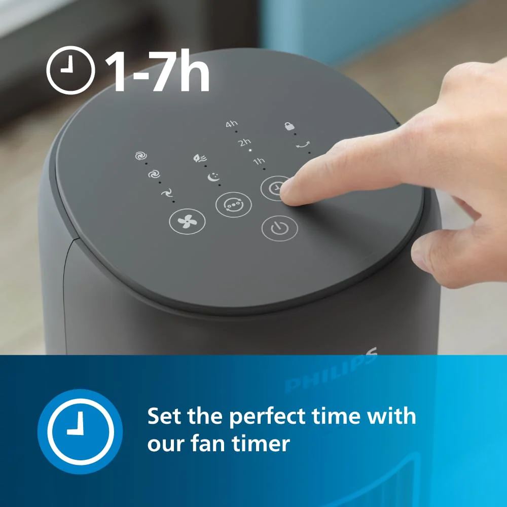 PHILIPS CX 5535/11 High Performance Bladeless Technology Tower Fan with Touchscreen Panel, Quiet Operation, Low Power Consumption and Lightweight Portable Body., Black, 400 mm (Without Remote) - Image 2
