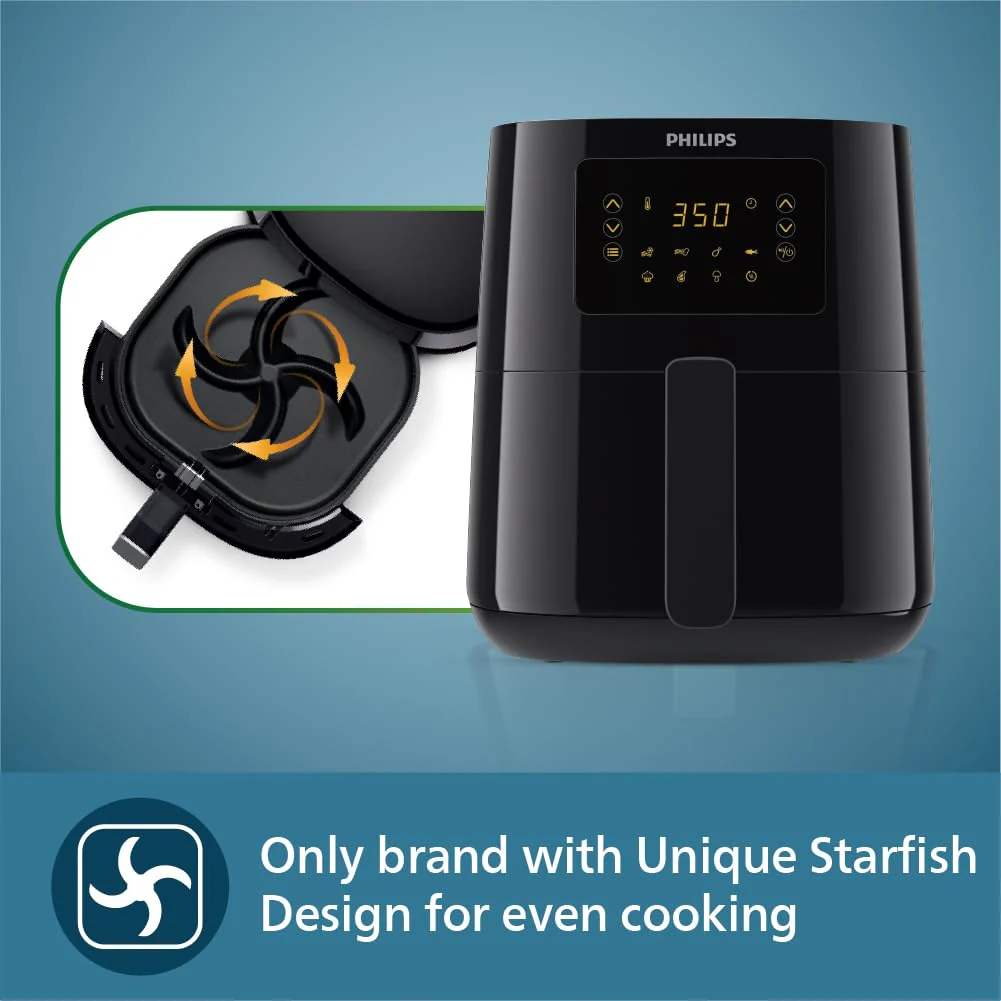PHILIPS Digital Airfryer with Touch Panel, 4.1L, with RapidAir Technology,with additional 1 Yr Warranty by Philips, 7 Pre-set Menu (HD9252/90)(Black), Large (USED) - Image 7