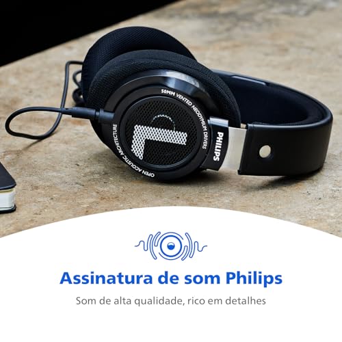 PHILIPS SHP9500 Over-Ear Headphones, HiFi Stereo, 50mm Neodymium Drivers, 101 dB, Breathable Ear Cushion, Steel Headband, Detachable 1.5m Cable, Gold-Plated 3.5mm Jack, Double Layered Cushion (Black) - Image 3