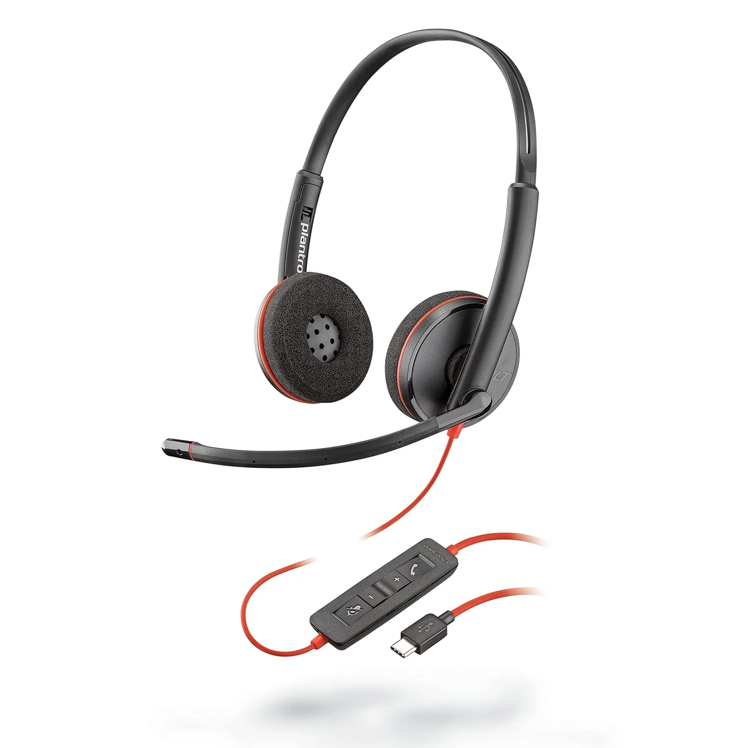 Plantronics Poly by Plantronics - Blackwire 3220 USB-C Wired Headphones On Ear Headset - Dual Ear (Stereo) with Boom Mic - Connect to PC/Mac Via USB-C. Works with Teams, Zoom and More