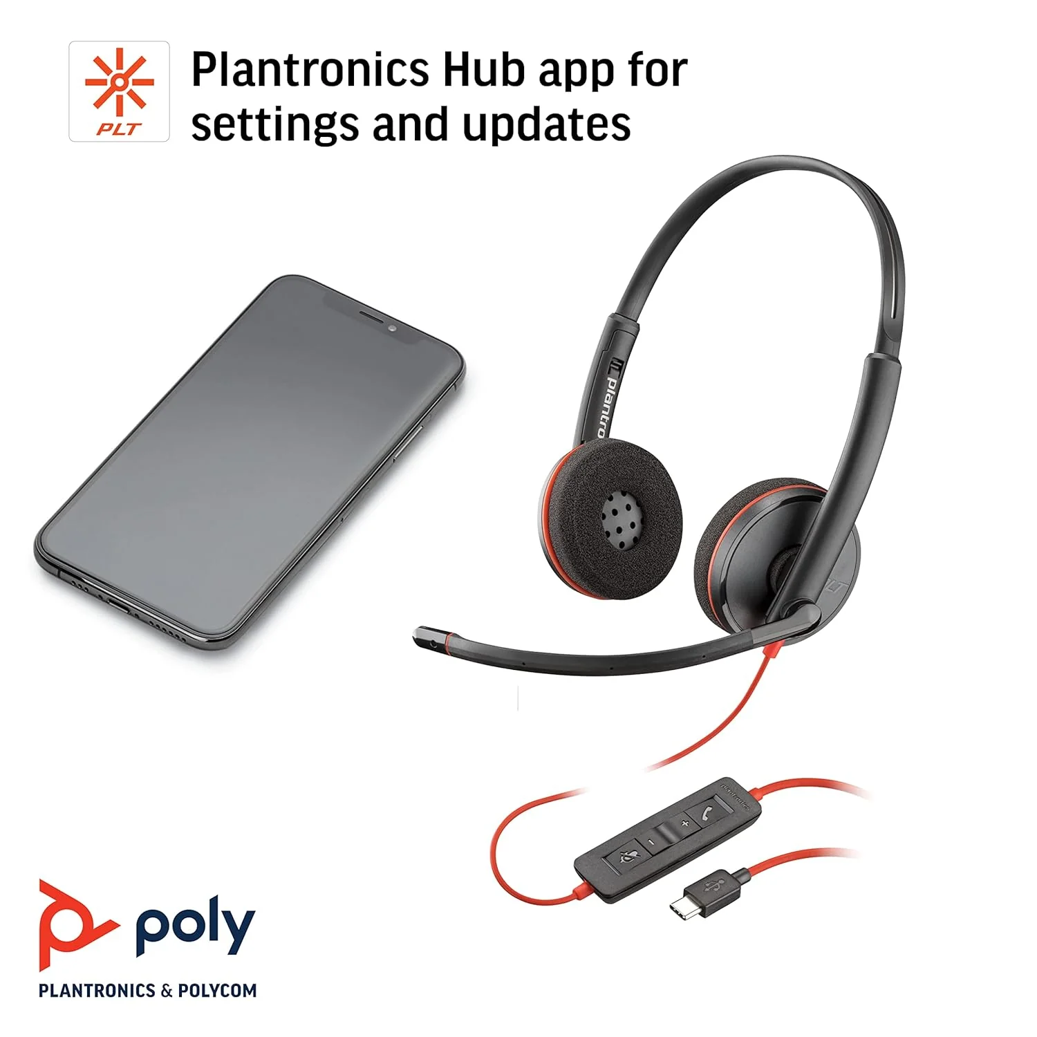 Plantronics Poly by Plantronics - Blackwire 3220 USB-C Wired Headphones On Ear Headset - Dual Ear (Stereo) with Boom Mic - Connect to PC/Mac Via USB-C. Works with Teams, Zoom and More - Image 5