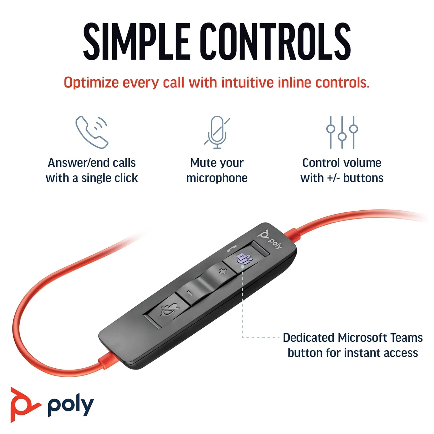Poly (Plantronics) Blackwire 3320 Stereo Headset, On-Ear w/Noise-canceling mic, 130g, Connect to Mobile/Tablet via USB-C/A, 180-degree pivoting Speakers, Dynamic EQ, Hi-Fi Stereo, Black, 8G0Y9AA - Image 5