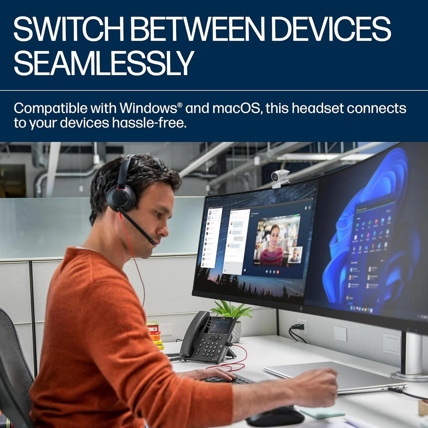 Poly (Plantronics) Blackwire 5220 Stereo Headset, Over-Ear w/Noise-canceling mic, 164g, Connect to Mobile/Tablet via 3.5 mm and PC via USB-C/A, Dynamic EQ, Hi-Fi Stereo, Black, 7S4B3AA - Image 7