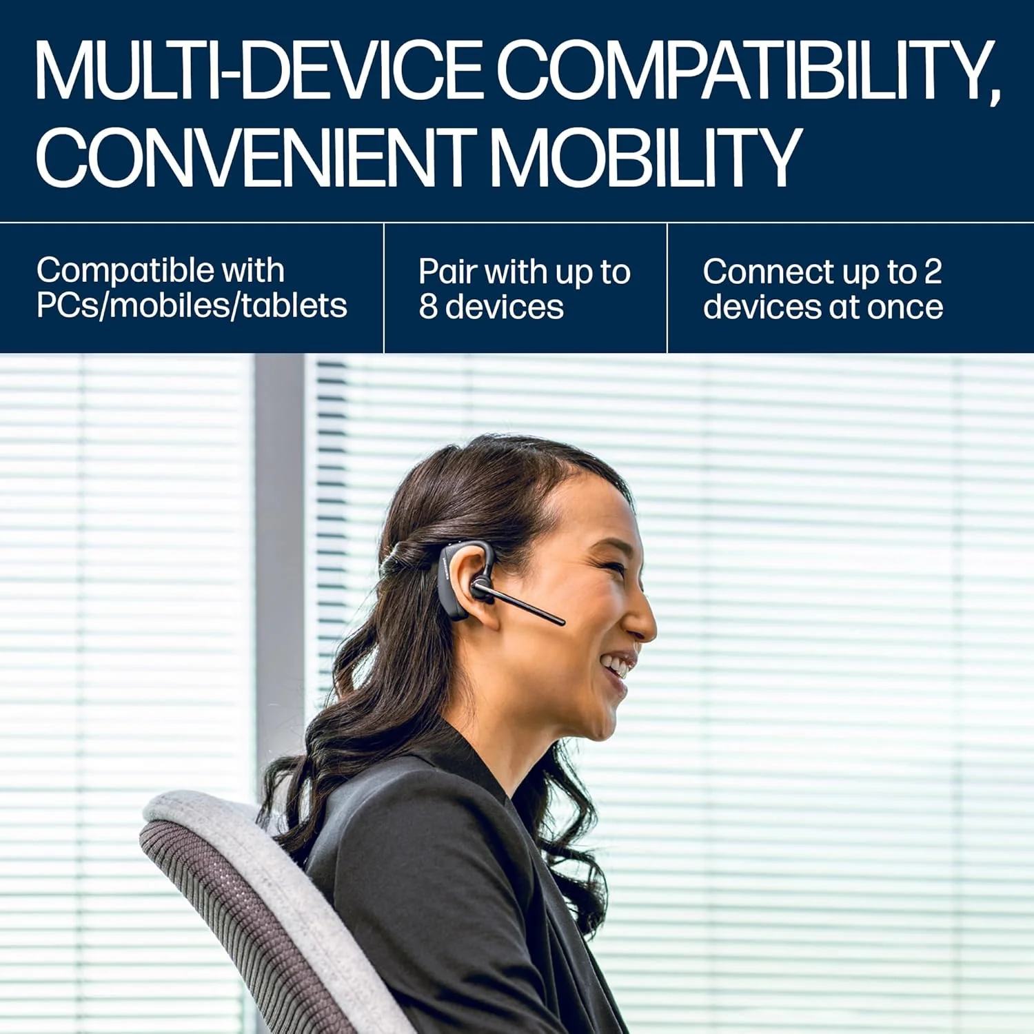 POLY Voyager 5200 Wireless Headset,Single-Ear W/Noise-Canceling Mic,Lightweight Only 20G,Connect to Mobile/Tablet Via Bluetooth,Sweatproof,Up to 7 Hours Talk Time,1-Year Warranty,Black,7S431Aa-In Ear - Image 10