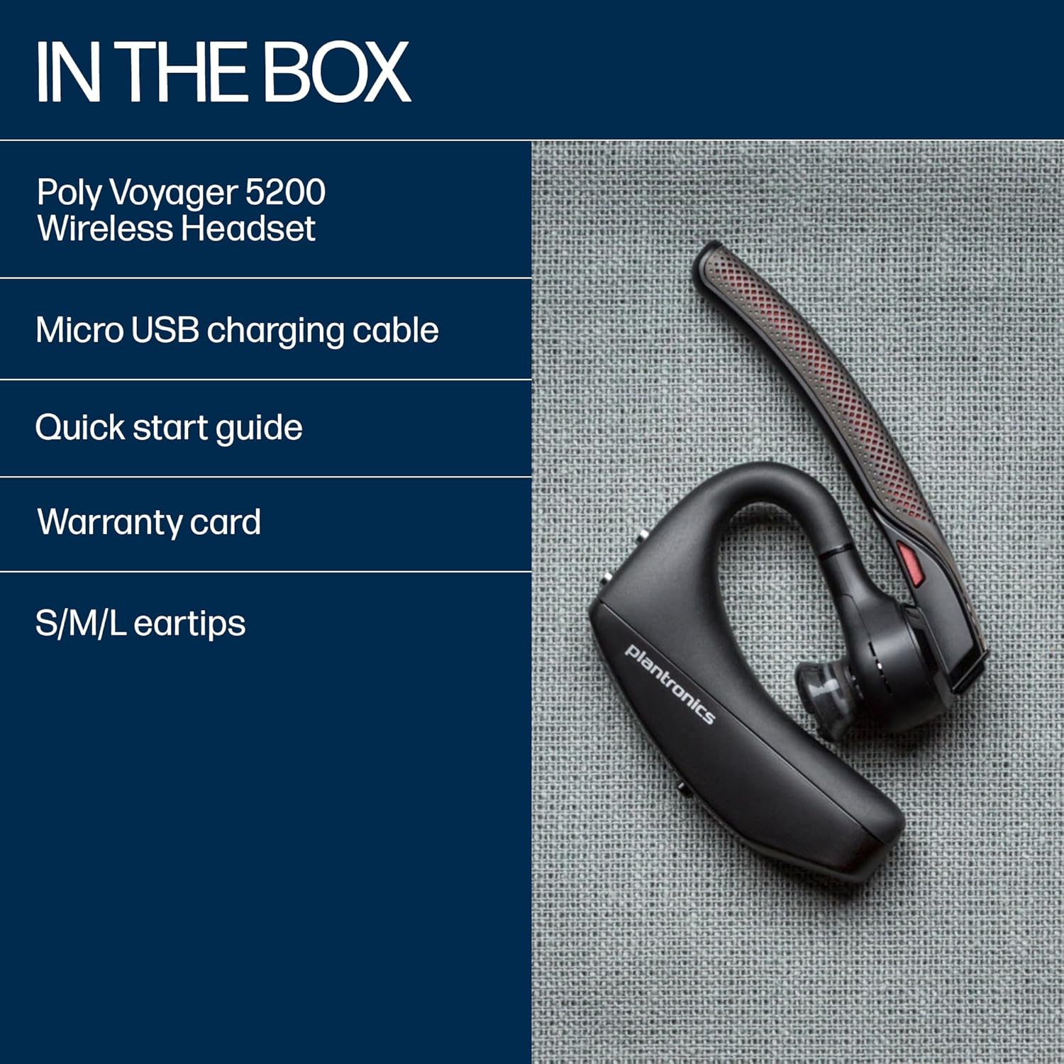 POLY Voyager 5200 Wireless Headset,Single-Ear W/Noise-Canceling Mic,Lightweight Only 20G,Connect to Mobile/Tablet Via Bluetooth,Sweatproof,Up to 7 Hours Talk Time,1-Year Warranty,Black,7S431Aa-In Ear - Image 11