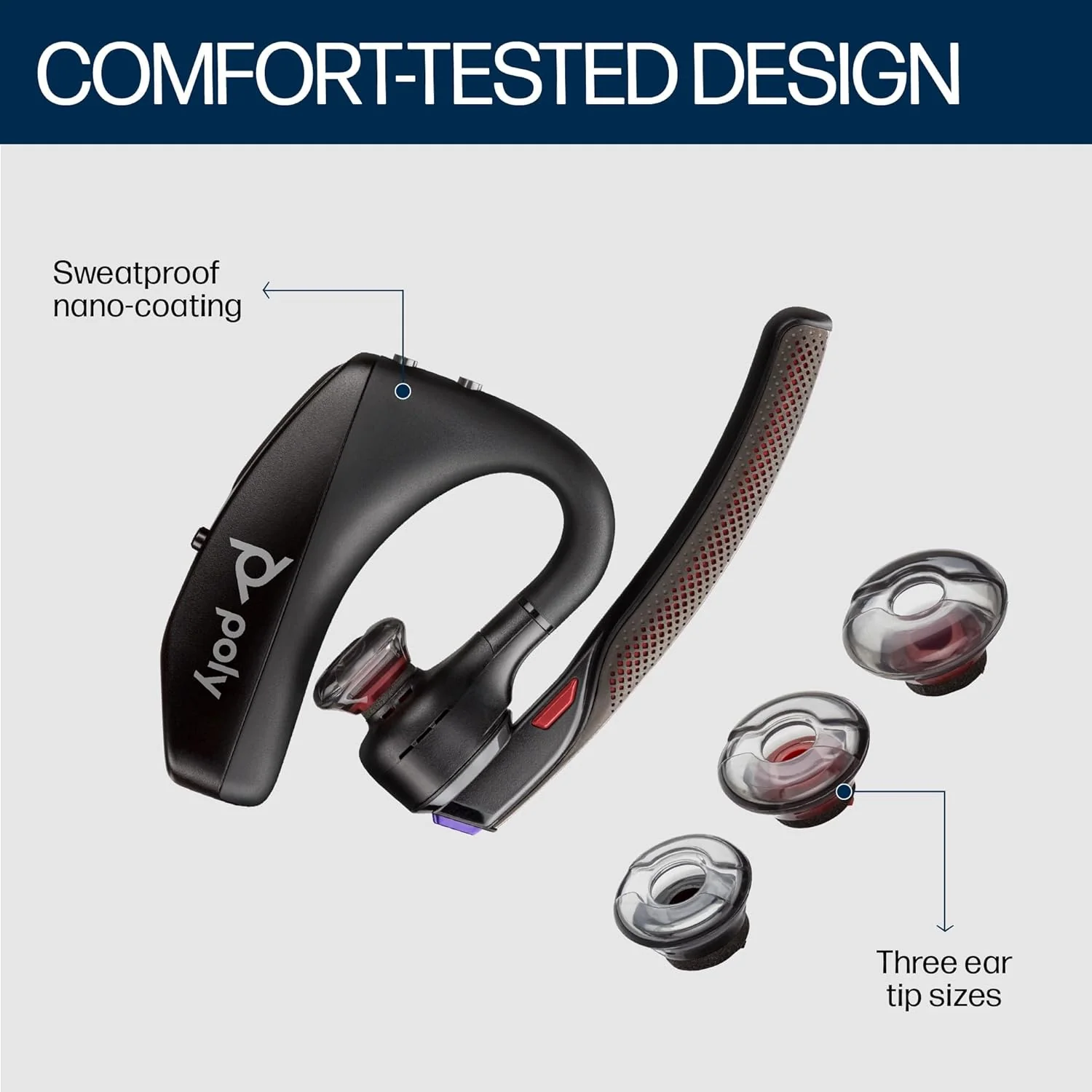 POLY Voyager 5200 Wireless Headset,Single-Ear W/Noise-Canceling Mic,Lightweight Only 20G,Connect to Mobile/Tablet Via Bluetooth,Sweatproof,Up to 7 Hours Talk Time,1-Year Warranty,Black,7S431Aa-In Ear - Image 8