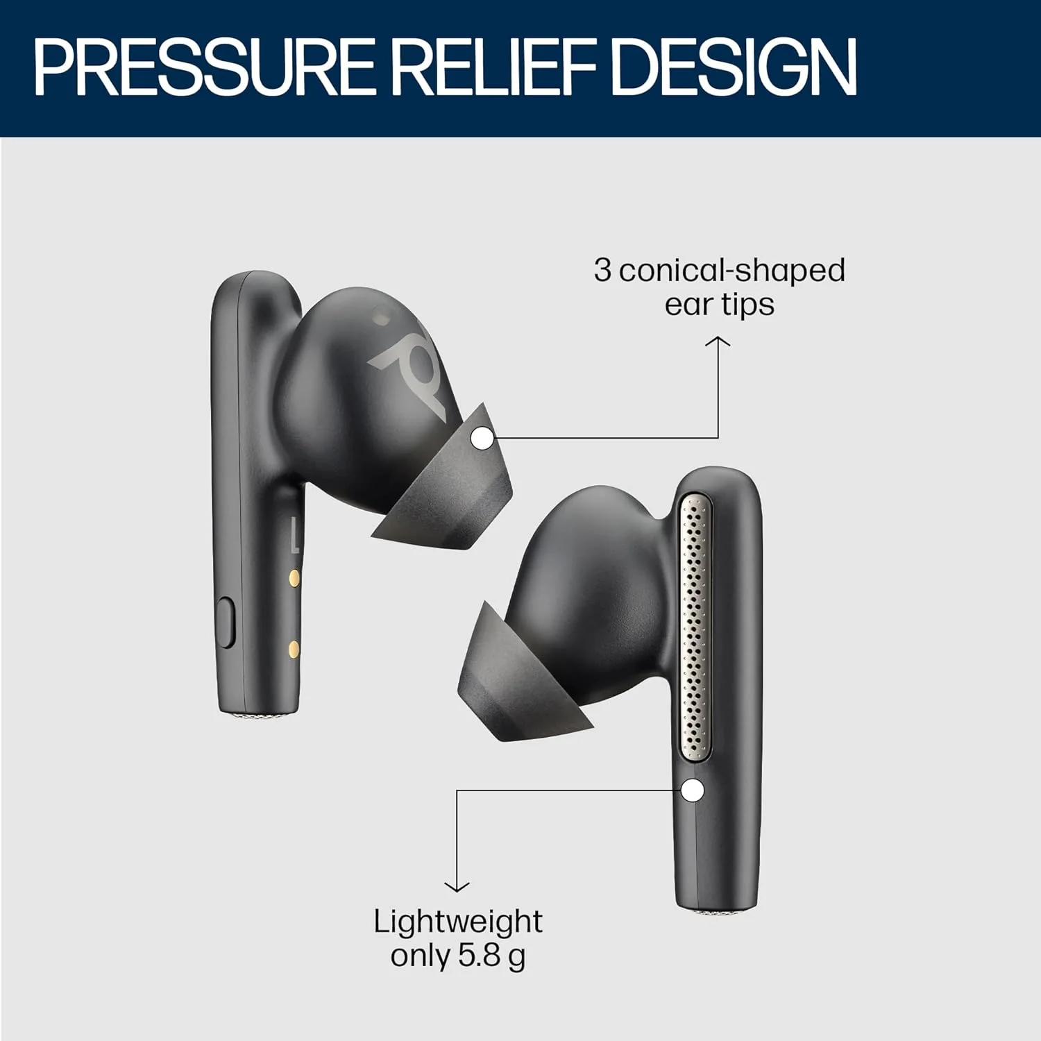 Poly Voyager Free 60 True Wireless Earbuds, in-Ear w/Noise-canceling mic, ANC, Black (BRAND NEW/SEALED) - Image 2