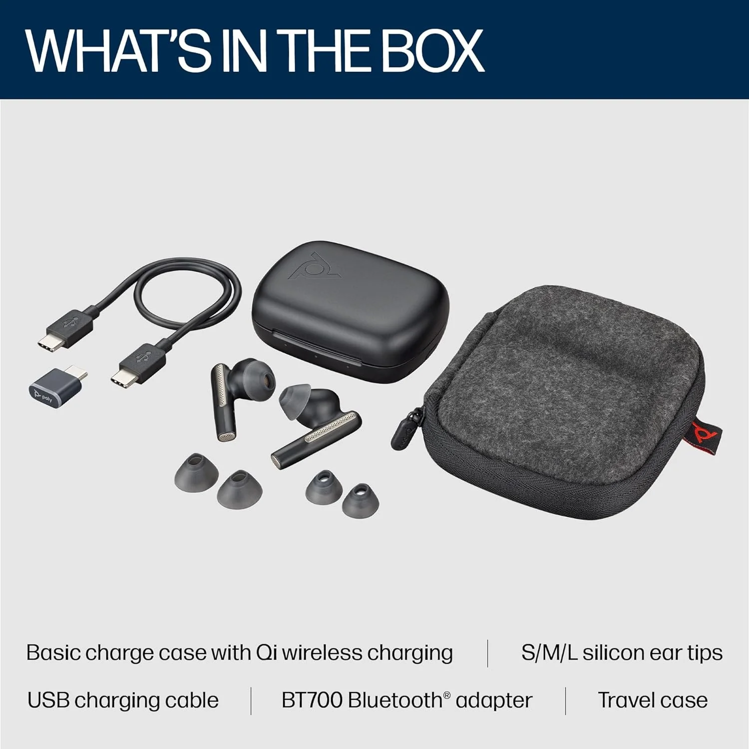 Poly Voyager Free 60 True Wireless Earbuds, in-Ear w/Noise-canceling mic, ANC, Black (BRAND NEW/SEALED) - Image 3