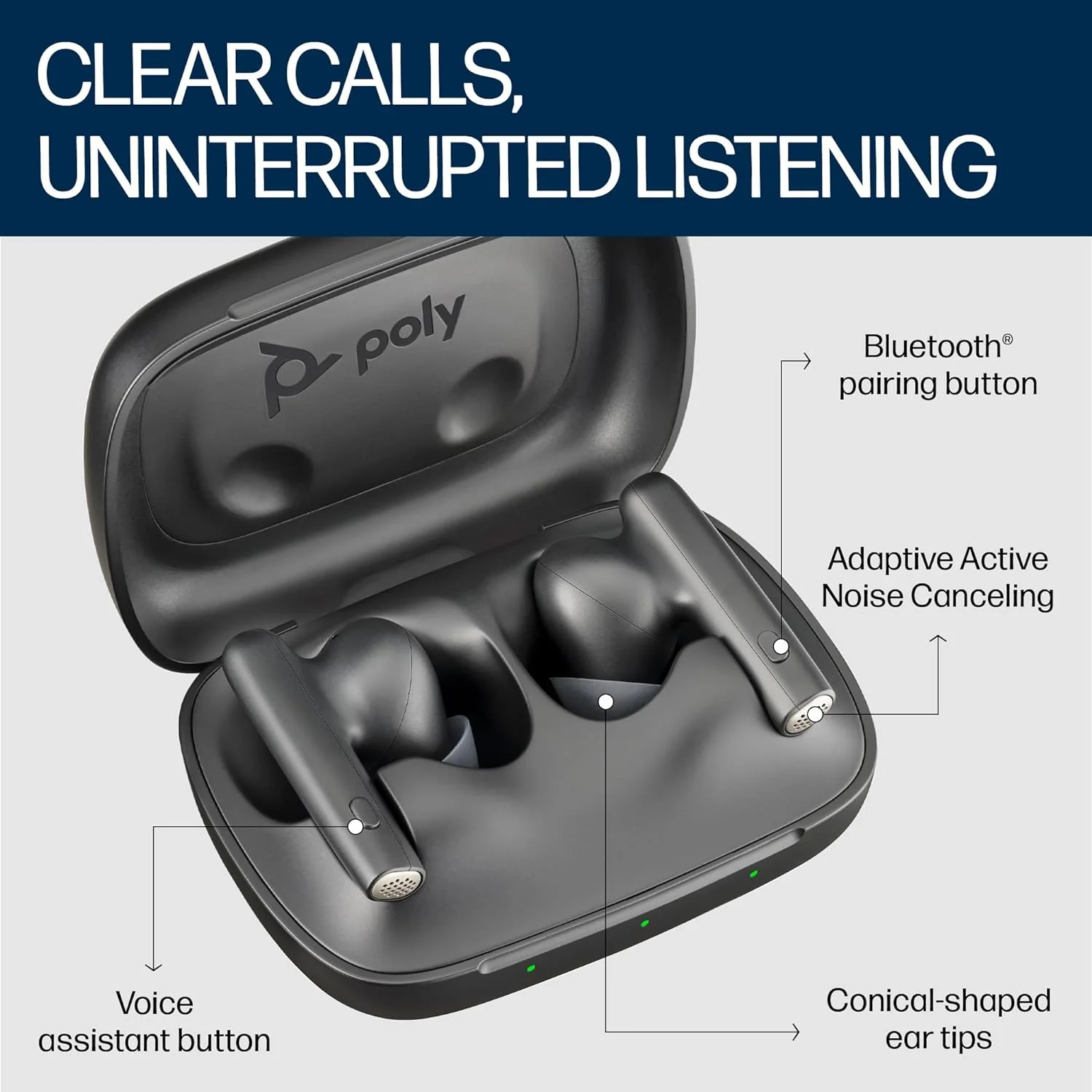 Poly Voyager Free 60 True Wireless Earbuds, in-Ear w/Noise-canceling mic, ANC, Black (BRAND NEW/SEALED) - Image 8