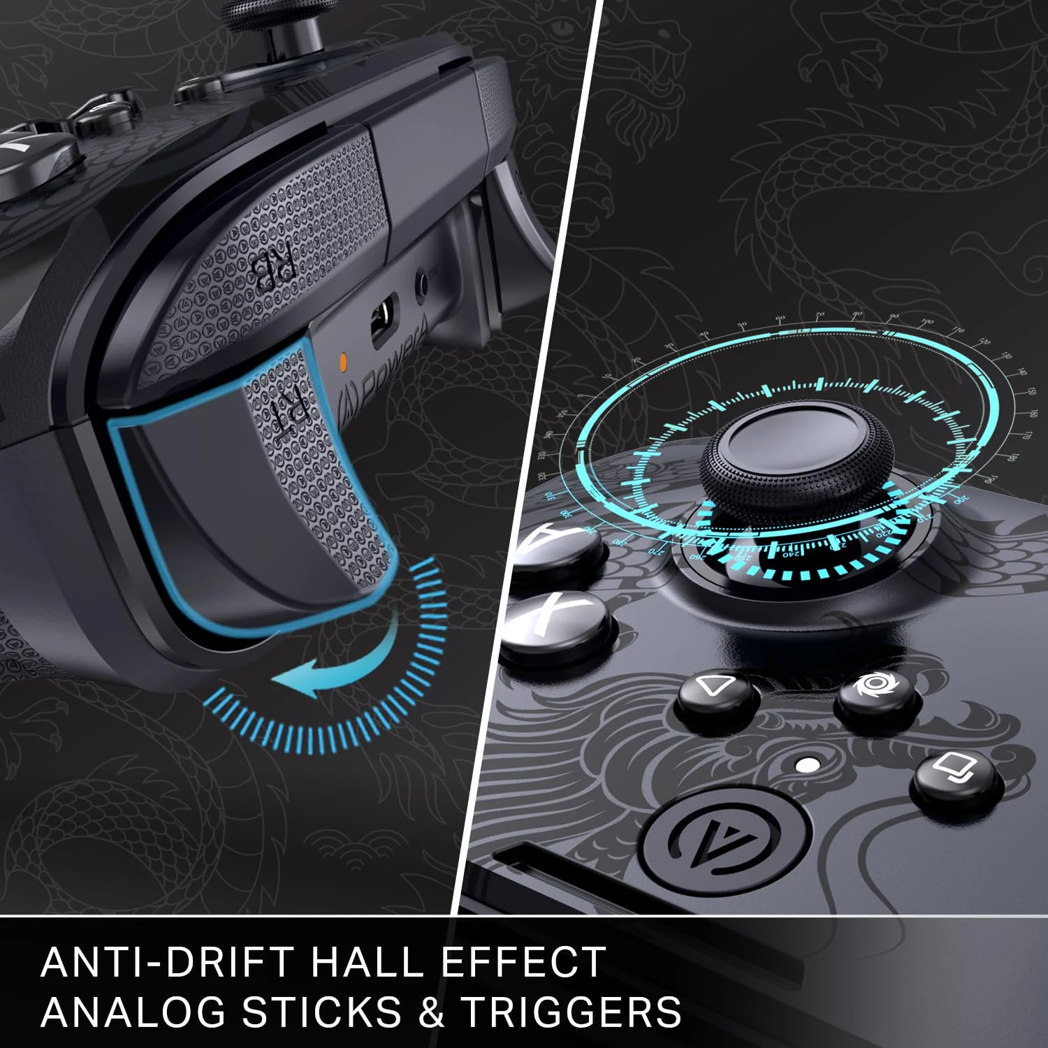 PowerA Battle Dragon™ Advanced Wireless Controller for PC & Cloud Gaming: Magnetic Hall Effect, Asymmetric Rumble Motors, 30h Playtime (Not for iOS) - Image 4