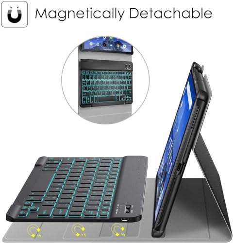 ProElite TouchPad Keyboard case for Redmi Pad Pro 12.1 inch, Magnetic Detachable Wireless Bluetooth TouchPad Keyboard Built-in 7-Colors Backlit, Black - Image 7