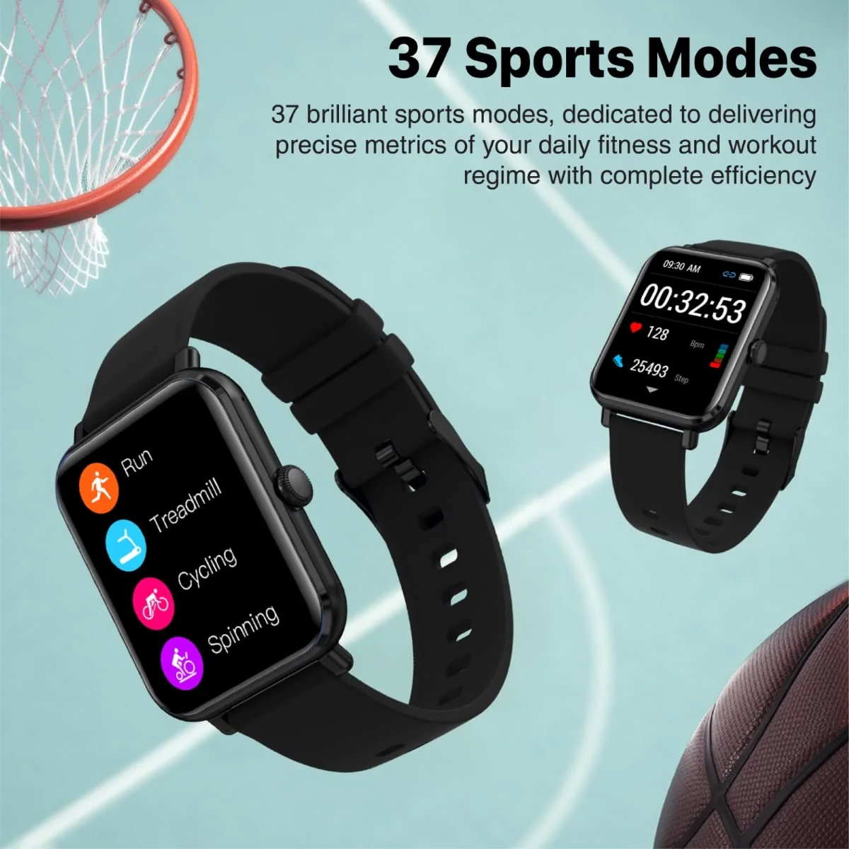 Promate ProWatch-M18 Fitness Smart Watch, 1.78� AMOLED Display, 240+ Media Storage, Bluetooth Calling, IP68 Water Resistance | 20 Days Battery Life, 37 Sports Modes, Real-time HR Tracking (Black) - Image 5