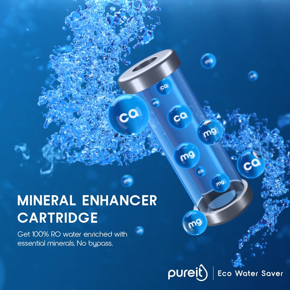Pureit Eco Water Saver RO+UV+MF+Mineral | 7-Stage | 10L | Up to 60% Saving | Suitable for Borewell, Tanker & Municipal Supply | Table Top | Wall Mountable | Black - Image 2