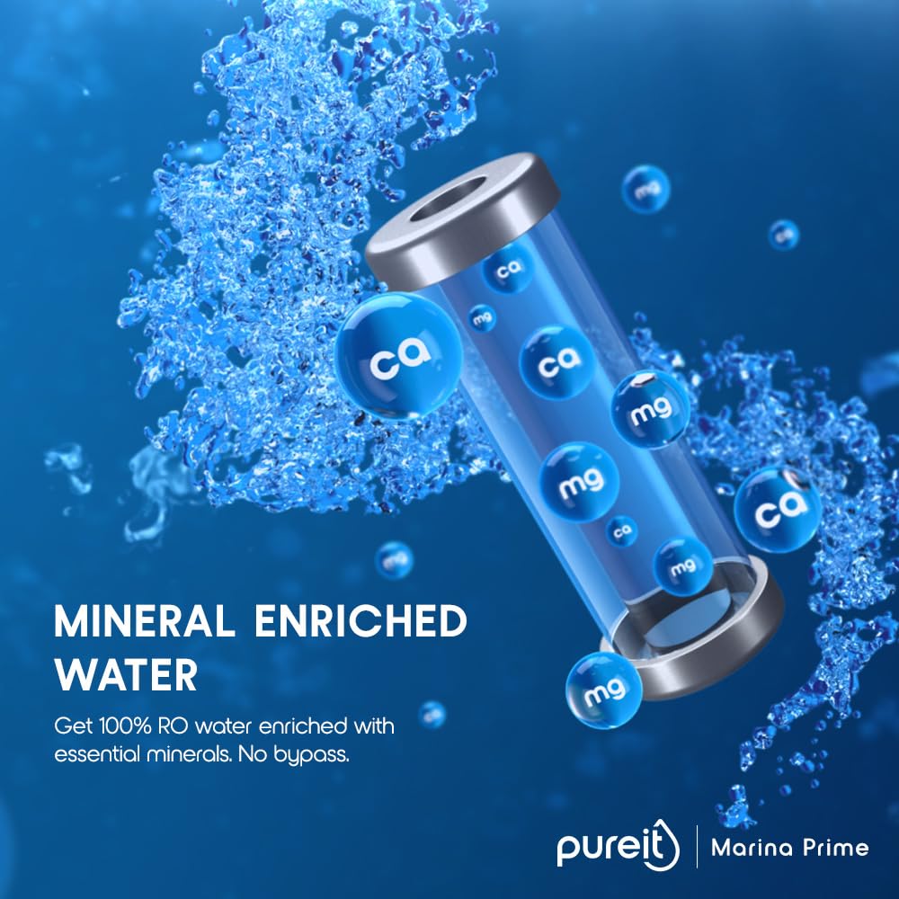 Pureit Marina Prime Mineral RO+MF | 6 stage Purification | 7 Litres Capacity | Up to 45% Water Saving | Suitable for Borewell, Tanker & Muncipal Water | Wall Mountable | Blue & white - Image 2