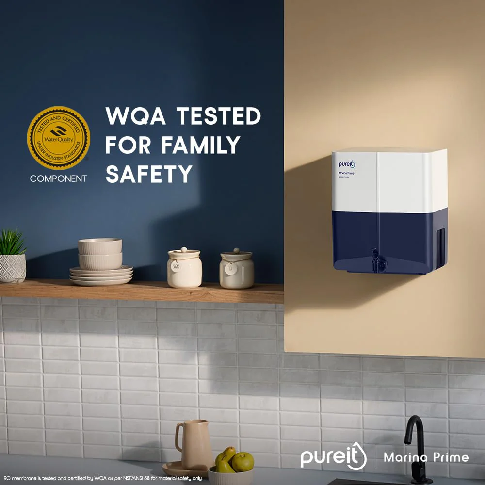 Pureit Marina Prime Mineral RO+MF | 6 stage Purification | 7 Litres Capacity | Up to 45% Water Saving | Suitable for Borewell, Tanker & Muncipal Water | Wall Mountable | Blue & white - Image 4
