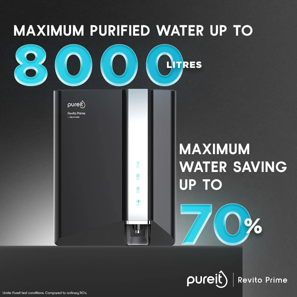 Pureit Revito Prime RO+MF+Mineral+UV in-Tank | 7 stage | 8L Capacity | Upto 70% Water Saving - Image 3