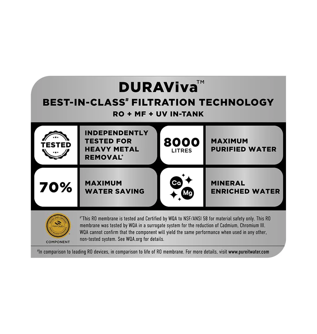 Pureit Revito Prime RO+MF+Mineral+UV in-Tank | 7 stage | 8L Capacity | Upto 70% Water Saving - Image 5