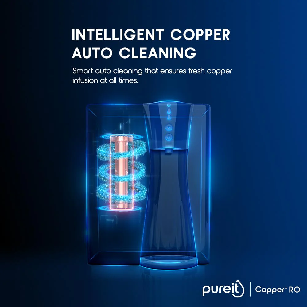 Pureit RO+UV+MF+Copper+Mineral | 7 Stage Purification | 8L Capacity | Suitable for Borewell, Tanker & Municipal Water | Table Top | Wall Mountable | Black & Copper - Image 2