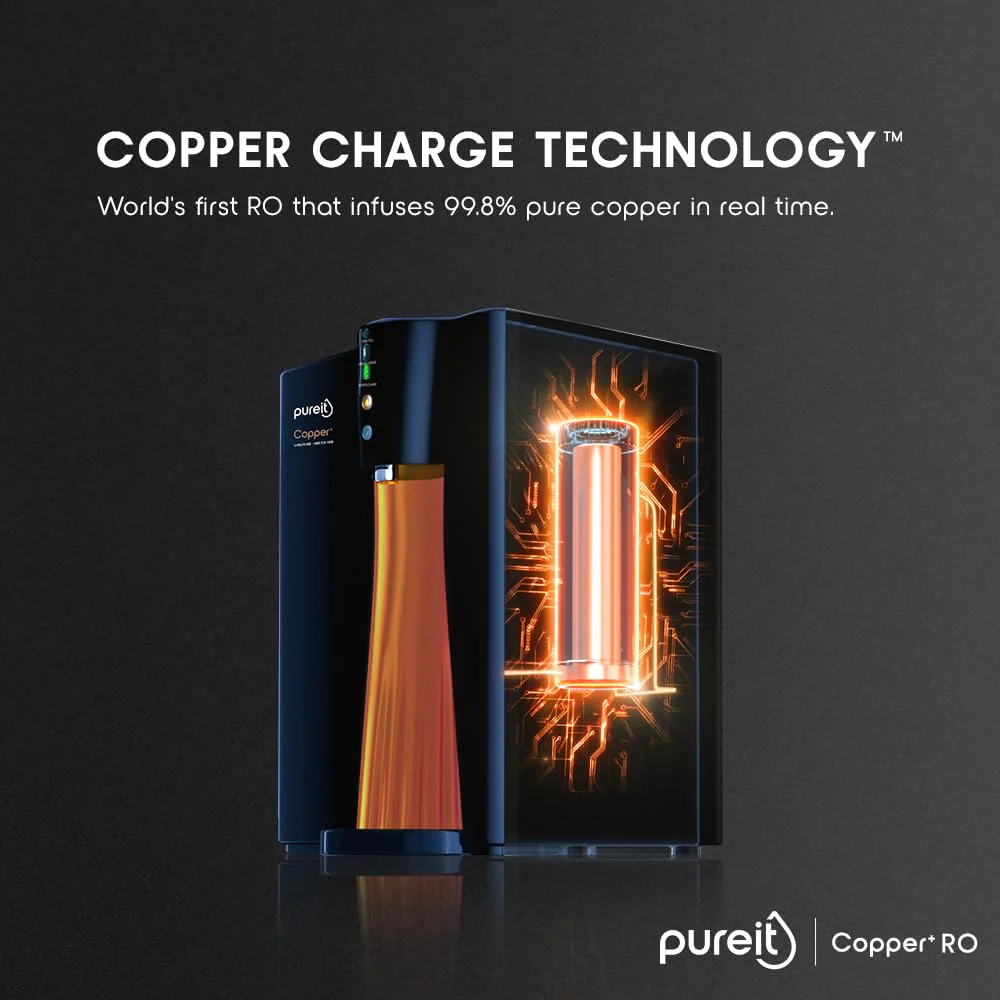Pureit RO+UV+MF+Copper+Mineral | 7 Stage Purification | 8L Capacity | Suitable for Borewell, Tanker & Municipal Water | Table Top | Wall Mountable | Black & Copper - Image 6