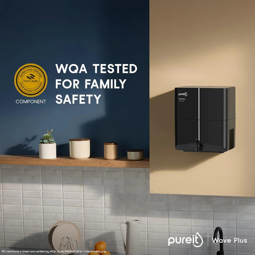 Pureit Wave Plus Mineral RO+UV | 6 stage Purification | 7 Litres Capacity | Up to 45% Water Saving | Suitable for Borewell, Tanker & Muncipal Water | Wall Mountable | Black - Image 2