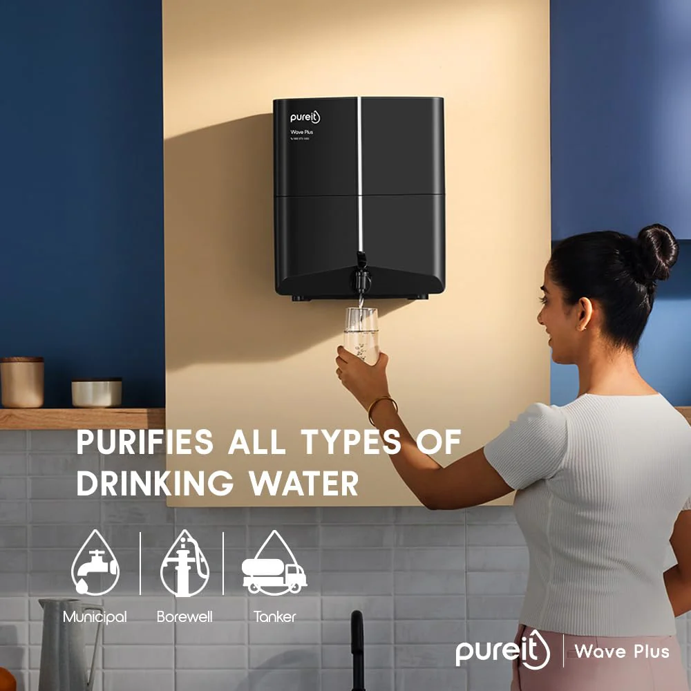 Pureit Wave Plus Mineral RO+UV | 6 stage Purification | 7 Litres Capacity | Up to 45% Water Saving | Suitable for Borewell, Tanker & Muncipal Water | Wall Mountable | Black - Image 5