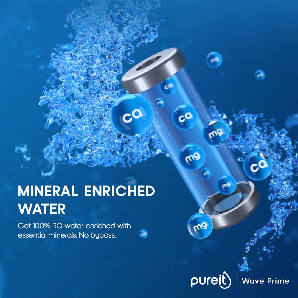 Pureit Wave Prime Mineral RO+MF | 6 stage Purification | 7 Litres Capacity | Up to 45% Water Saving | Suitable for Borewell, Tanker & Muncipal Water | Wall Mountable | Black - Image 4