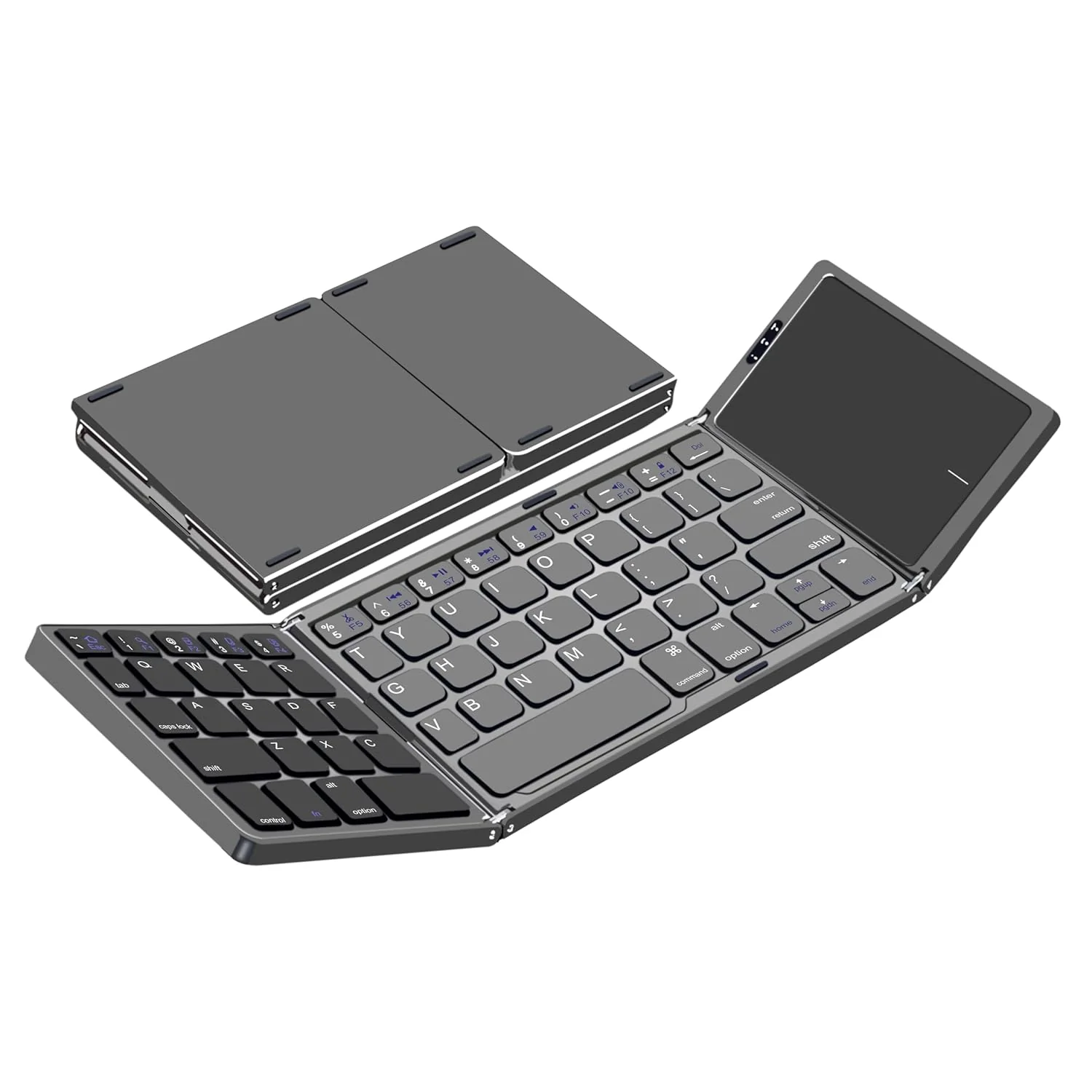 Qinda Wireless Bluetooth Keyboard, Portable Wireless Bluetooth Keyboard with Larger TouchPad Pocket-Sized Travel Keyboard for MacOS/iOS,Android,Windows sync up to 3 Devices, Black