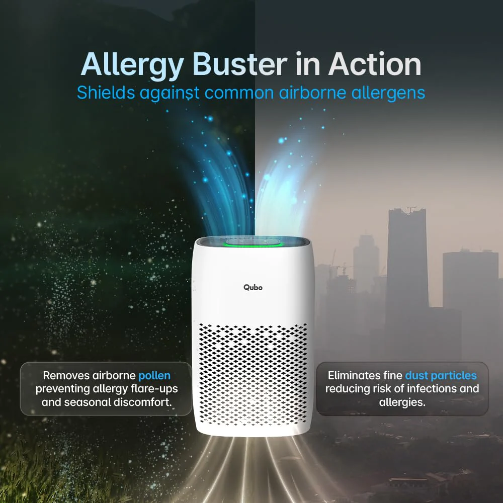 Qubo Smart Air Purifier Q200 for Home by Hero Group | Upto 200 Sq Ft | 99.99% Allergen Removal | HEPA H13 | 9000 Hrs Filter Life | App & Voice Control | Energy Saving | Ultra-Quiet BLDC Motor - Image 2