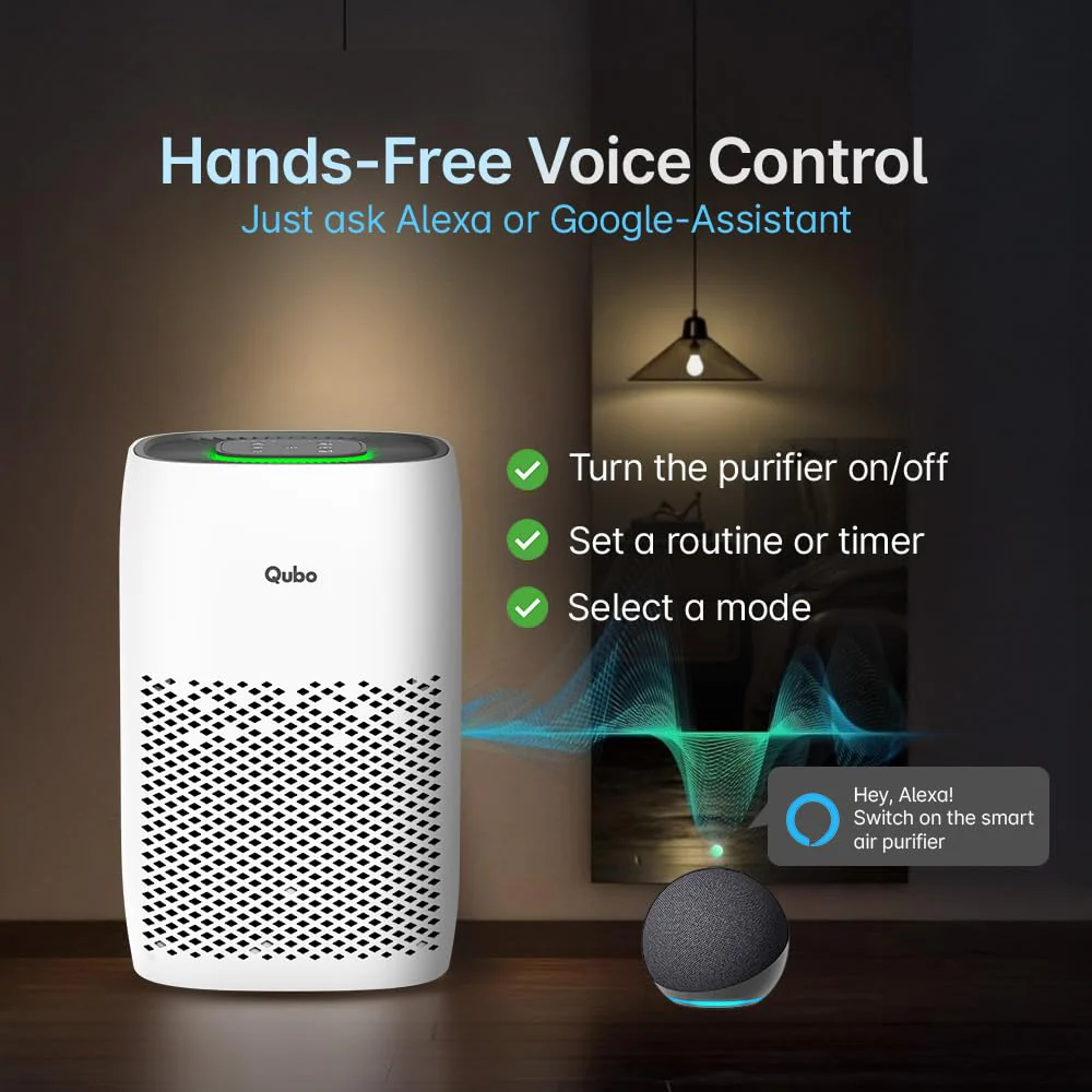 Qubo Smart Air Purifier Q200 for Home by Hero Group | Upto 200 Sq Ft | 99.99% Allergen Removal | HEPA H13 | 9000 Hrs Filter Life | App & Voice Control | Energy Saving | Ultra-Quiet BLDC Motor - Image 8
