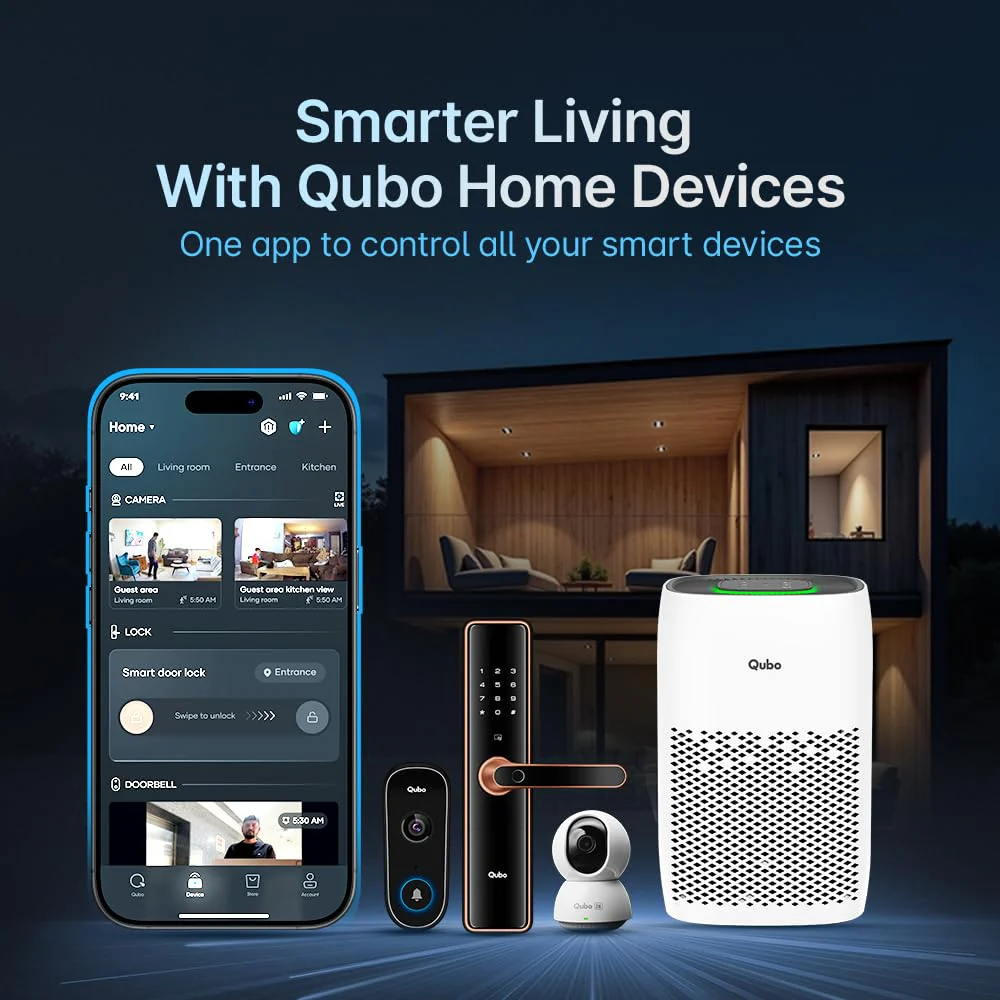 Qubo Smart Air Purifier Q200 for Home by Hero Group | Upto 200 Sq Ft | 99.99% Allergen Removal | HEPA H13 | 9000 Hrs Filter Life | App & Voice Control | Energy Saving | Ultra-Quiet BLDC Motor - Image 9