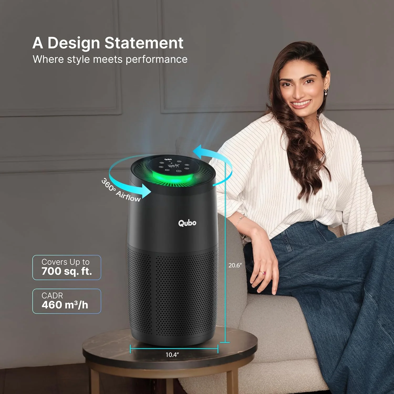 Qubo Smart Air Purifier R700 for Home by Hero Group | 700 Sq Ft | 99.99% Allergen Removal | HEPA H13 | 9000 Hrs Filter Life | App & Voice Control | Energy Saving | Ultra-Quiet BLDC Motor - Image 5