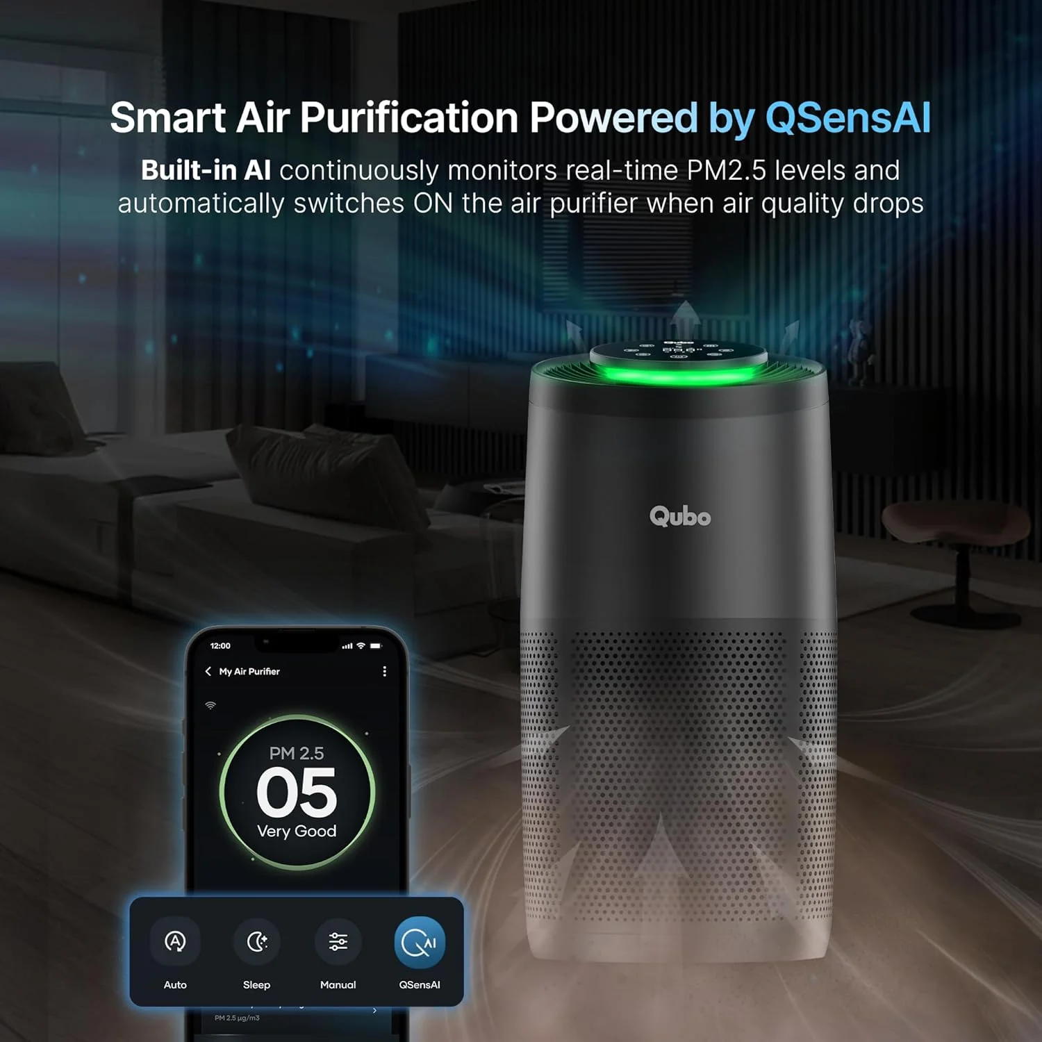 Qubo Smart Air Purifier R700 for Home by Hero Group | 700 Sq Ft | 99.99% Allergen Removal | HEPA H13 | 9000 Hrs Filter Life | App & Voice Control | Energy Saving | Ultra-Quiet BLDC Motor - Image 7