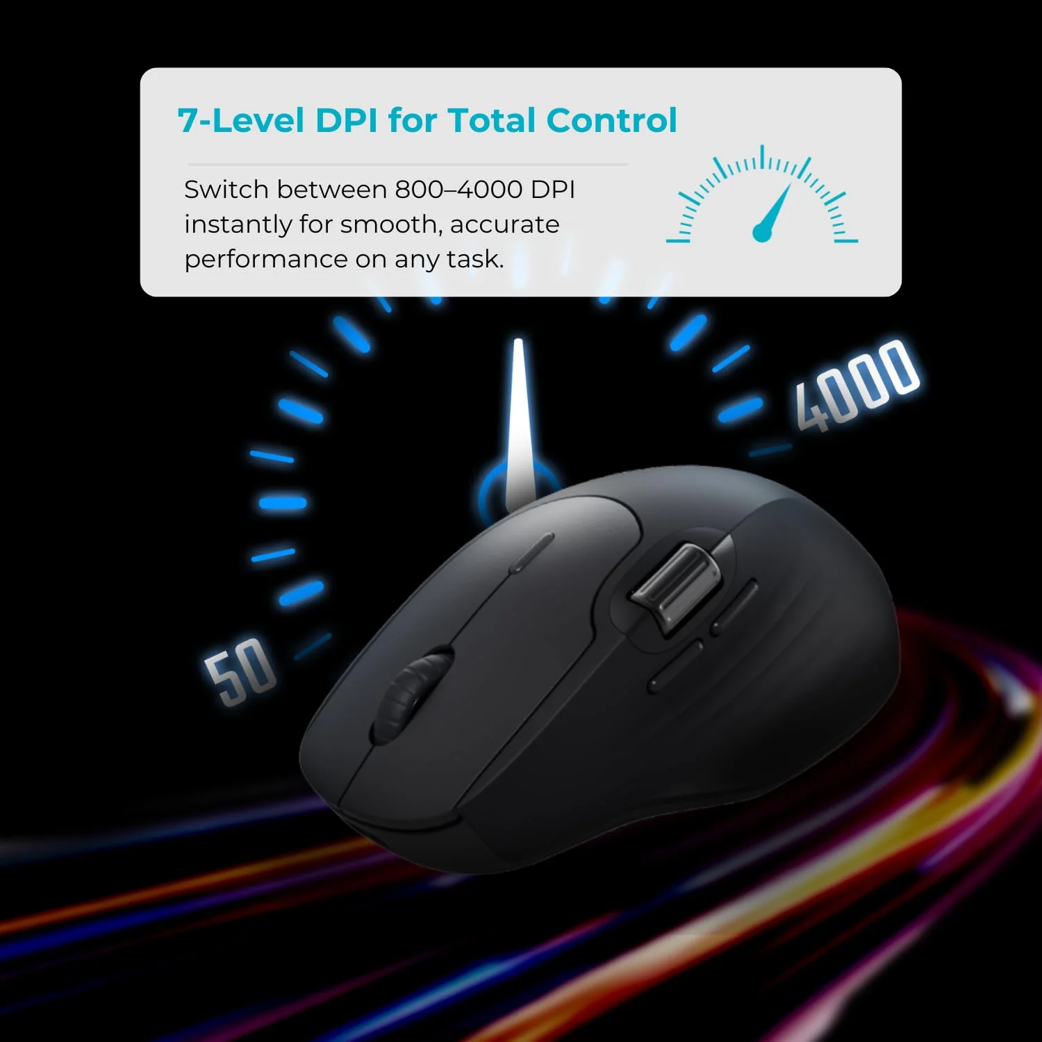 Rapoo MT560 Wireless Mouse Wireless Mouse 4000 DPI Sensor Environmentally Friendly Rechargeable Battery Ergonomic PC & Mac - Black - Image 4