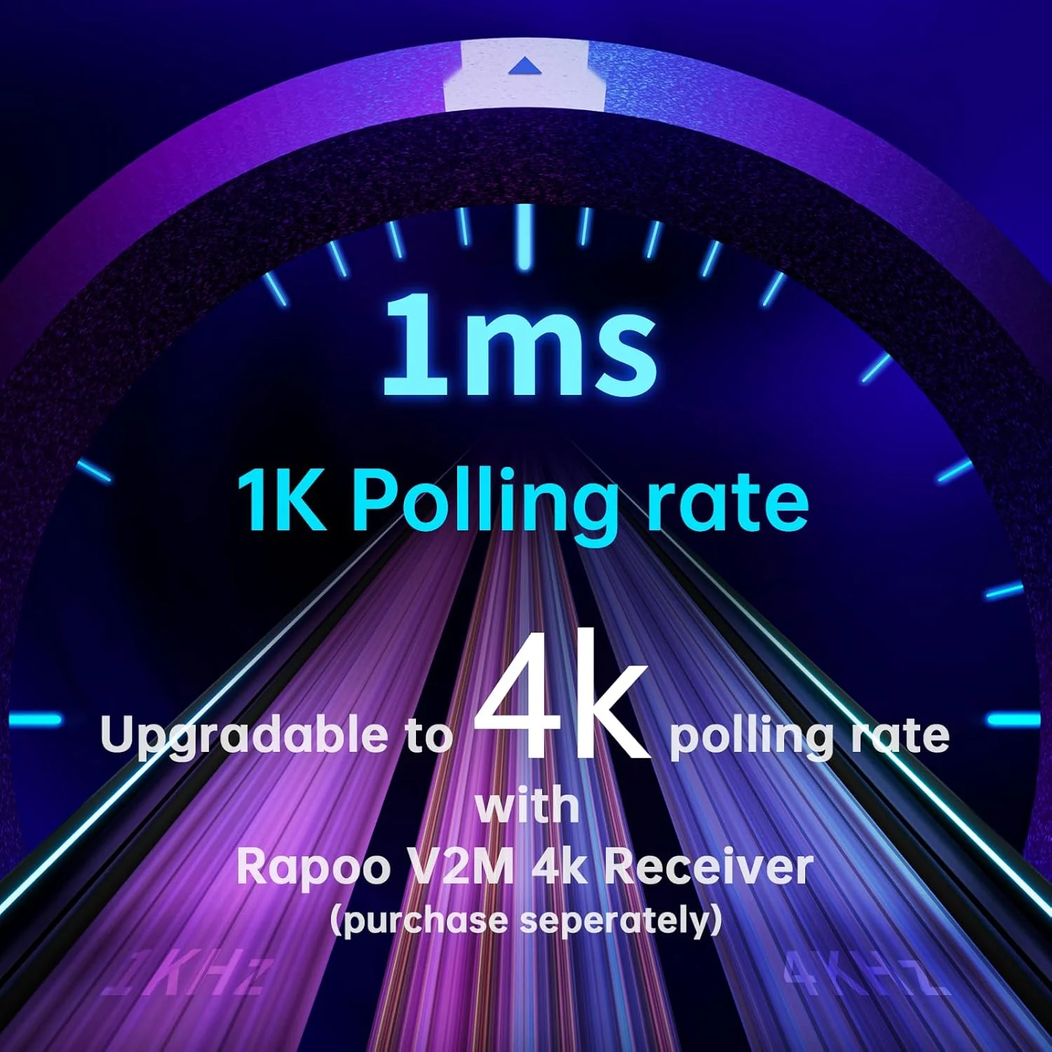 Rapoo VT9PRO Superlight Wireless Gaming Mouse - PAW 3398 Esports Sensor, 50-26000 DPI, 1K+4K Polling Rate, 1ms Response Time, 68g Lightweight, 10 Buttons, 160H Battery, On Board Memory - Black - Image 3